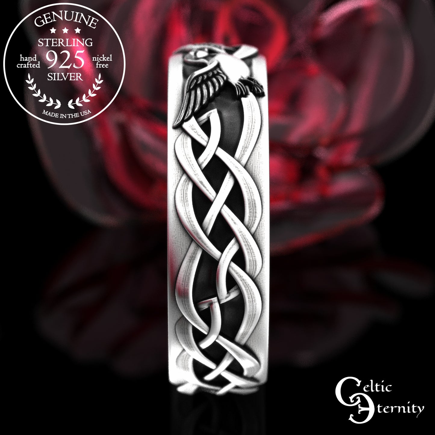 Woman's Sterling Irish Puffin Wedding Band, 2117