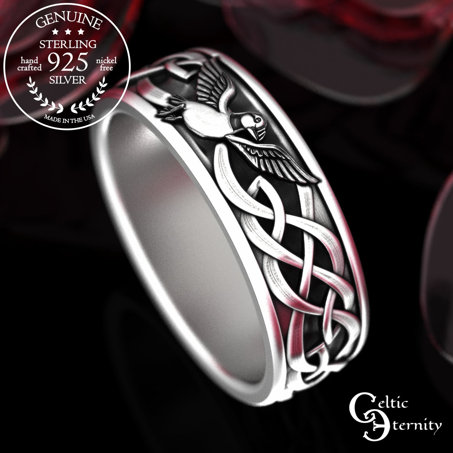 Men's Sterling Celtic Puffin Wedding Band, 2118