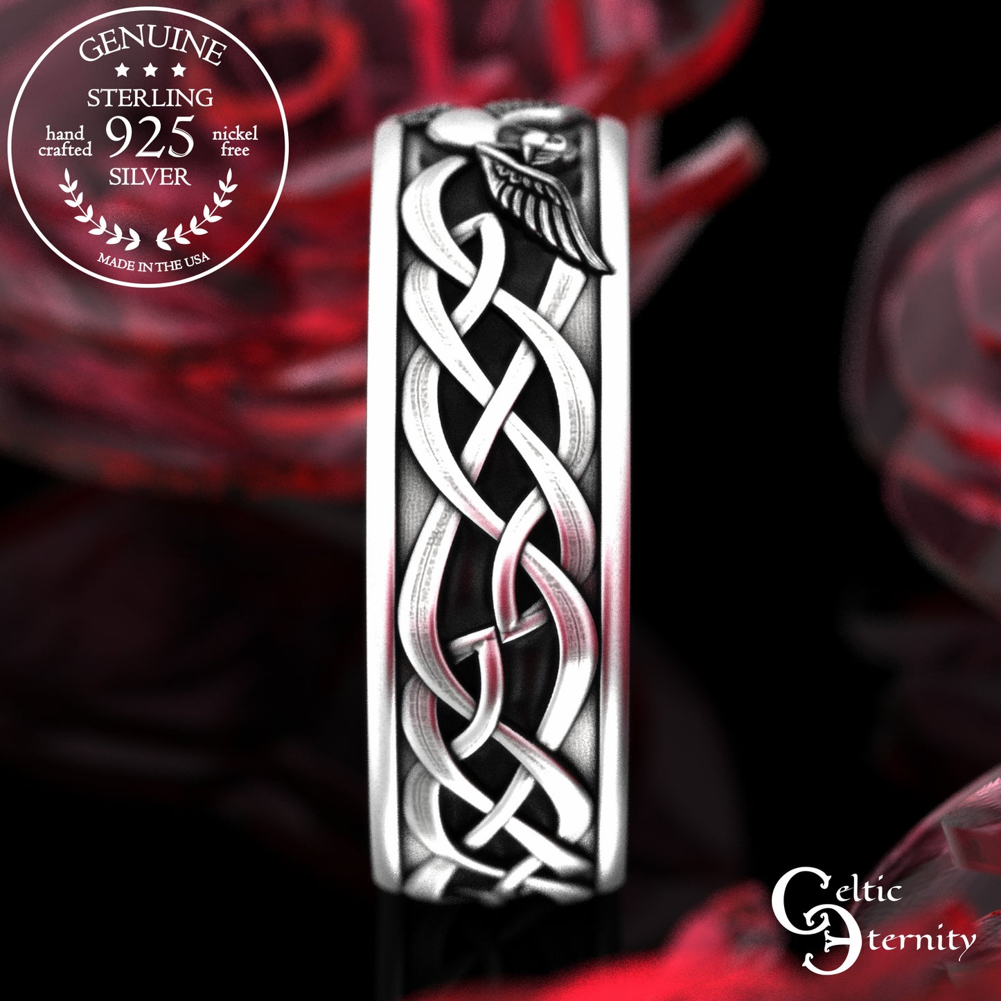 Men's Sterling Celtic Puffin Wedding Band, 2118