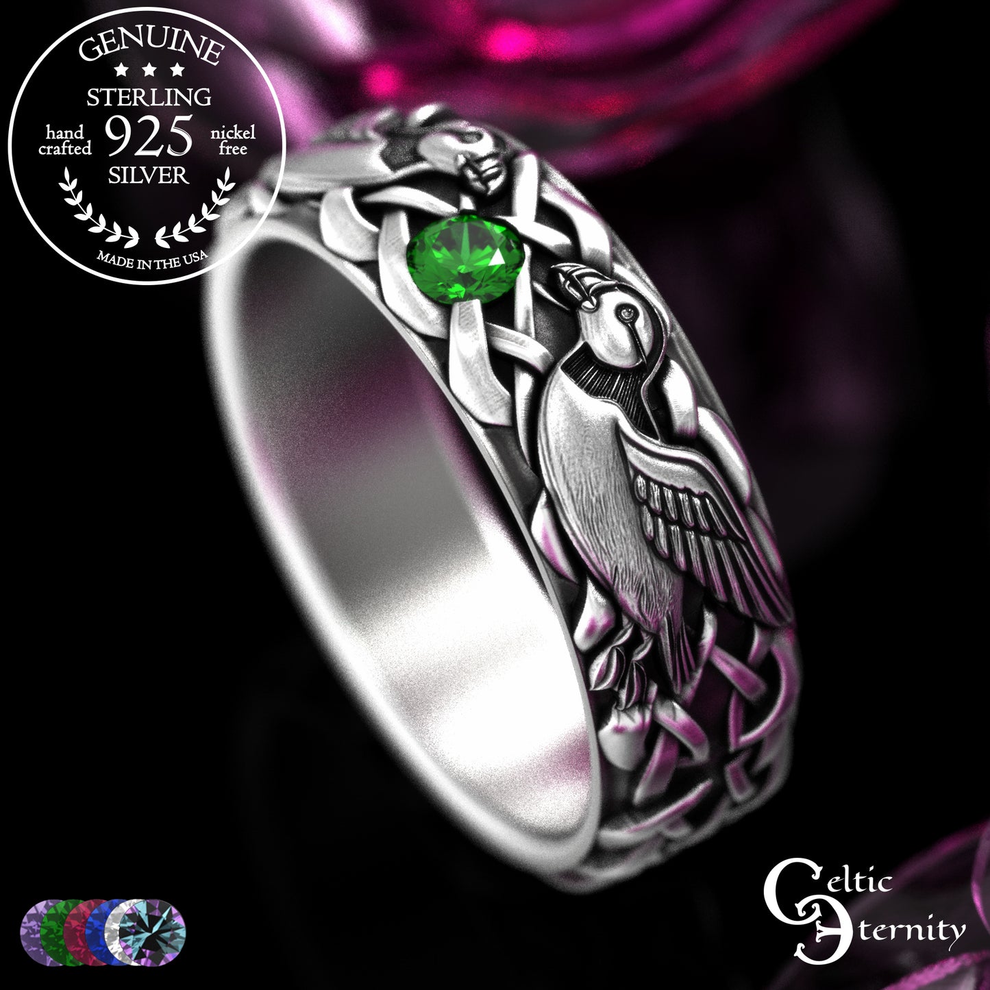 Woman's Sterling Sea Bird Puffin Wedding Band, 2119