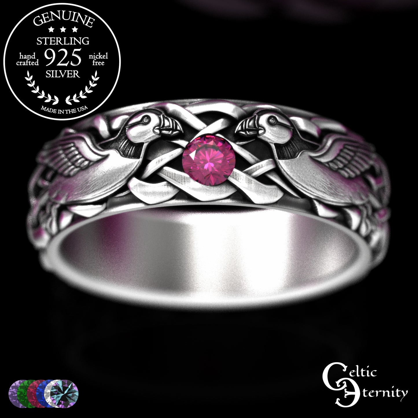 Woman's Sterling Sea Bird Puffin Wedding Band, 2119
