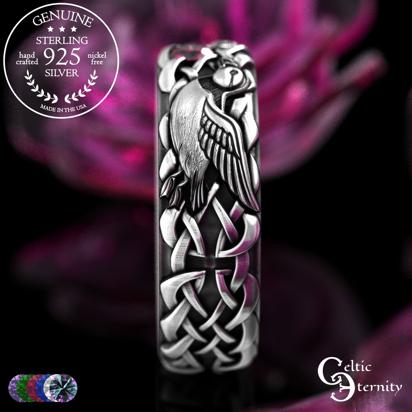 Woman's Sterling Sea Bird Puffin Wedding Band, 2119