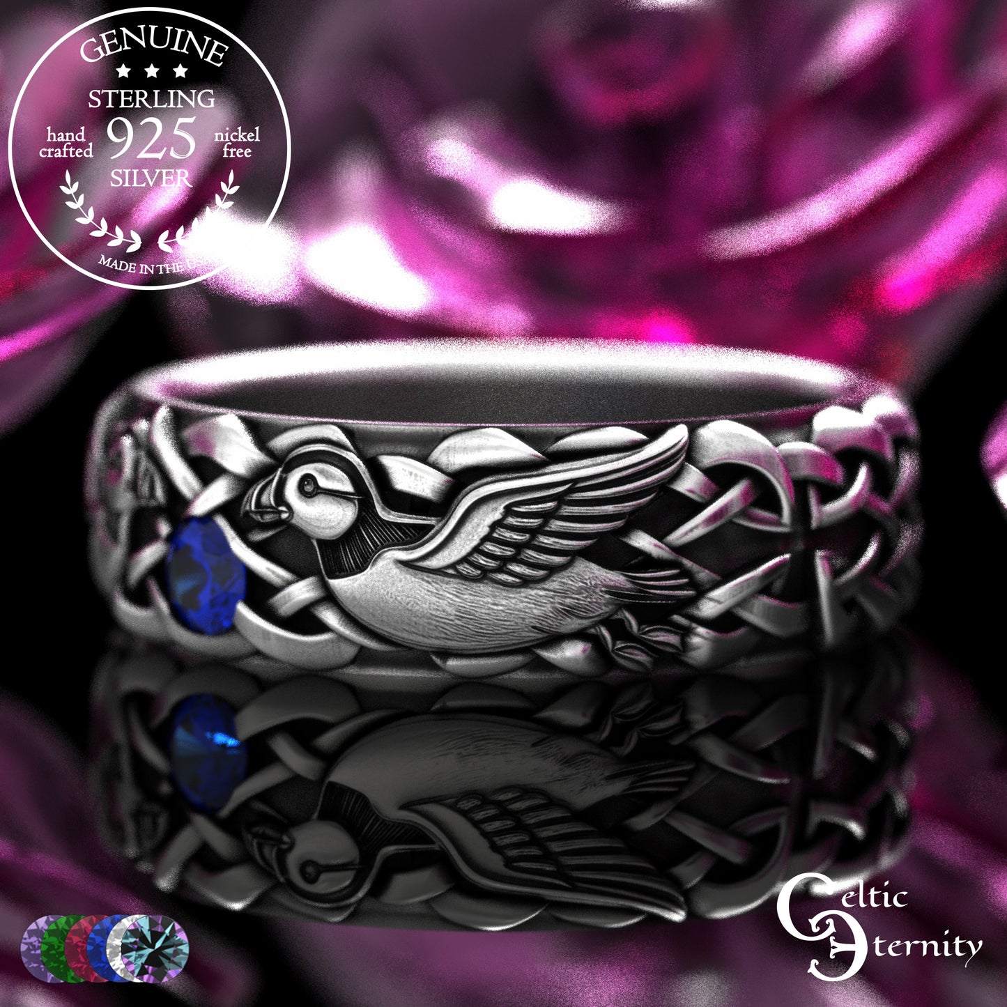 Woman's Sterling Sea Bird Puffin Wedding Band, 2119
