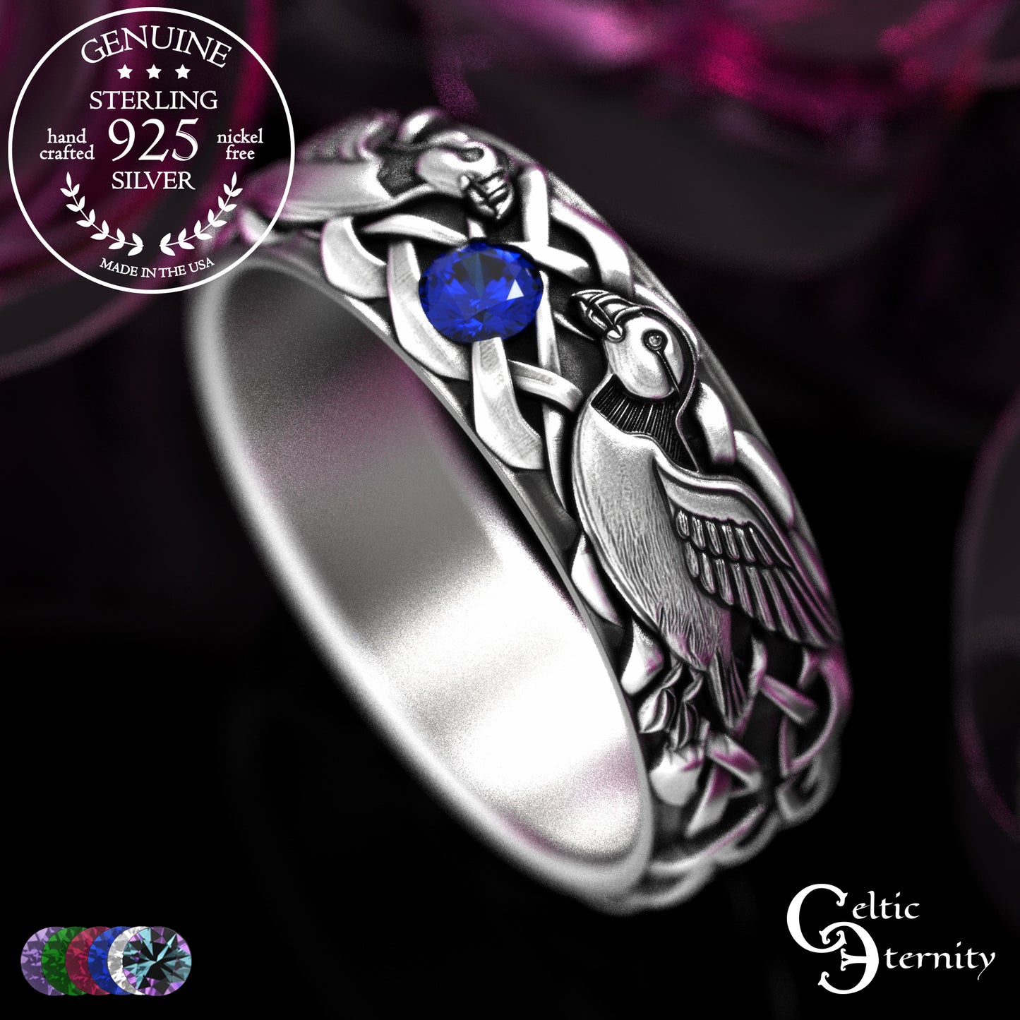 Woman's Sterling Sea Bird Puffin Wedding Band, 2119