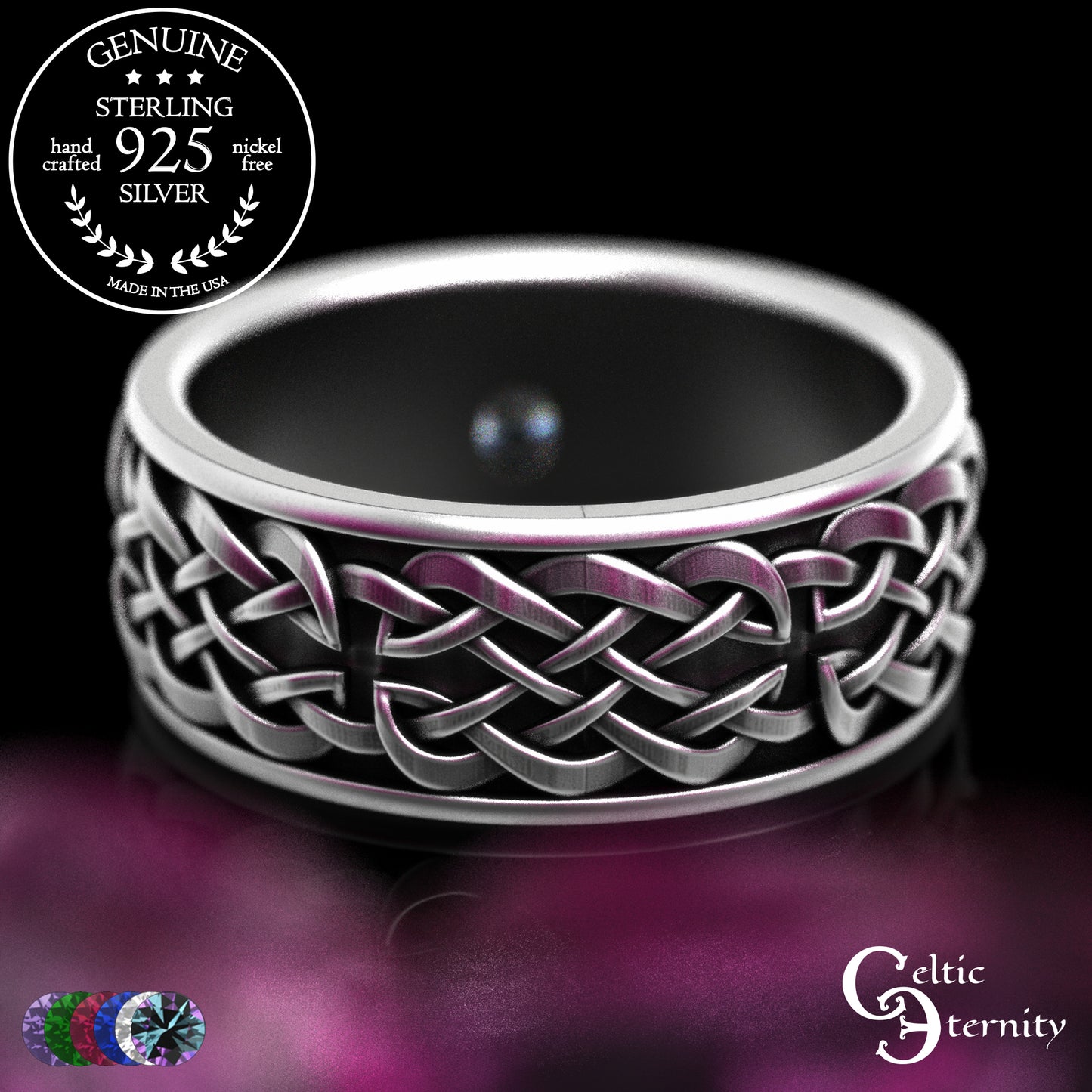 Sterling Men's Island Puffin Wedding Band with Alexandrite, 2120