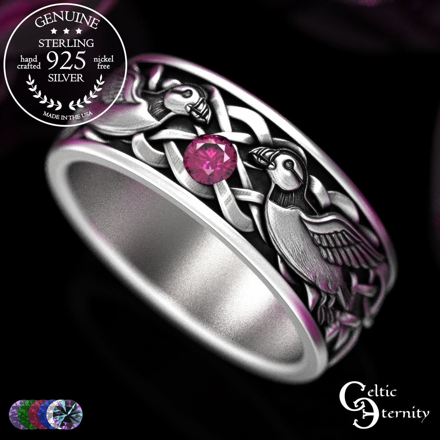 Sterling Men's Island Puffin Wedding Band with Alexandrite, 2120