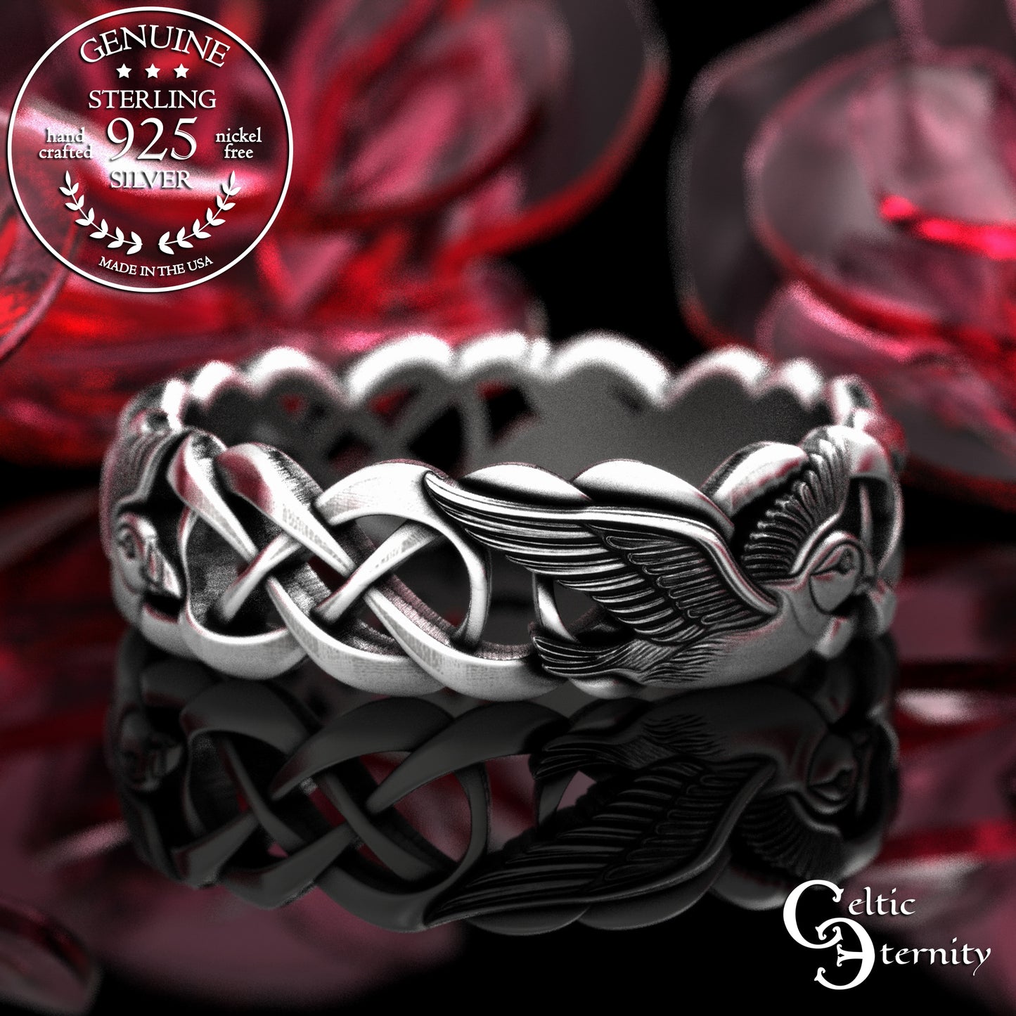 Women's Sterling Silver Puffins Wedding Band, 2122