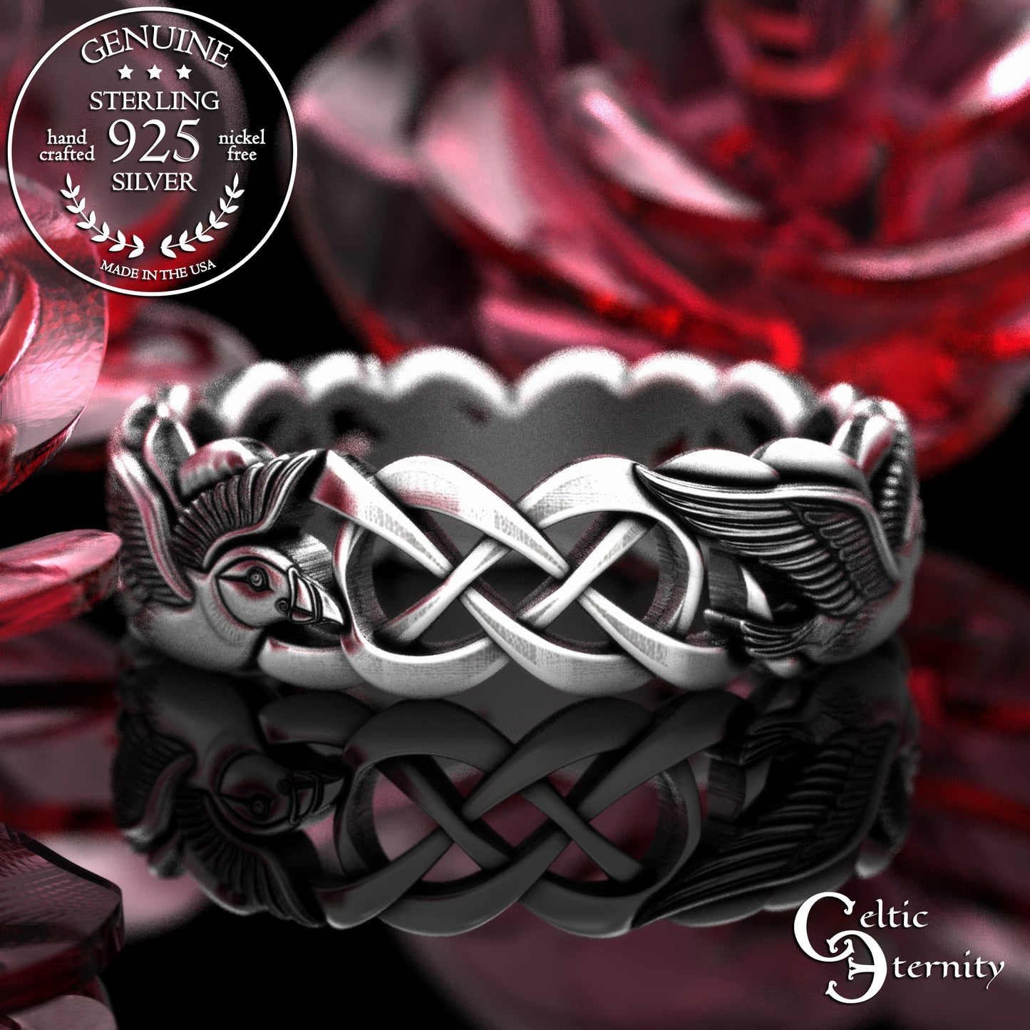 Women's Sterling Silver Puffins Wedding Band, 2122
