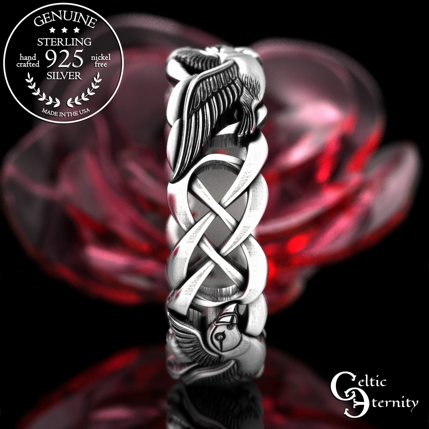 Women's Sterling Silver Puffins Wedding Band, 2122