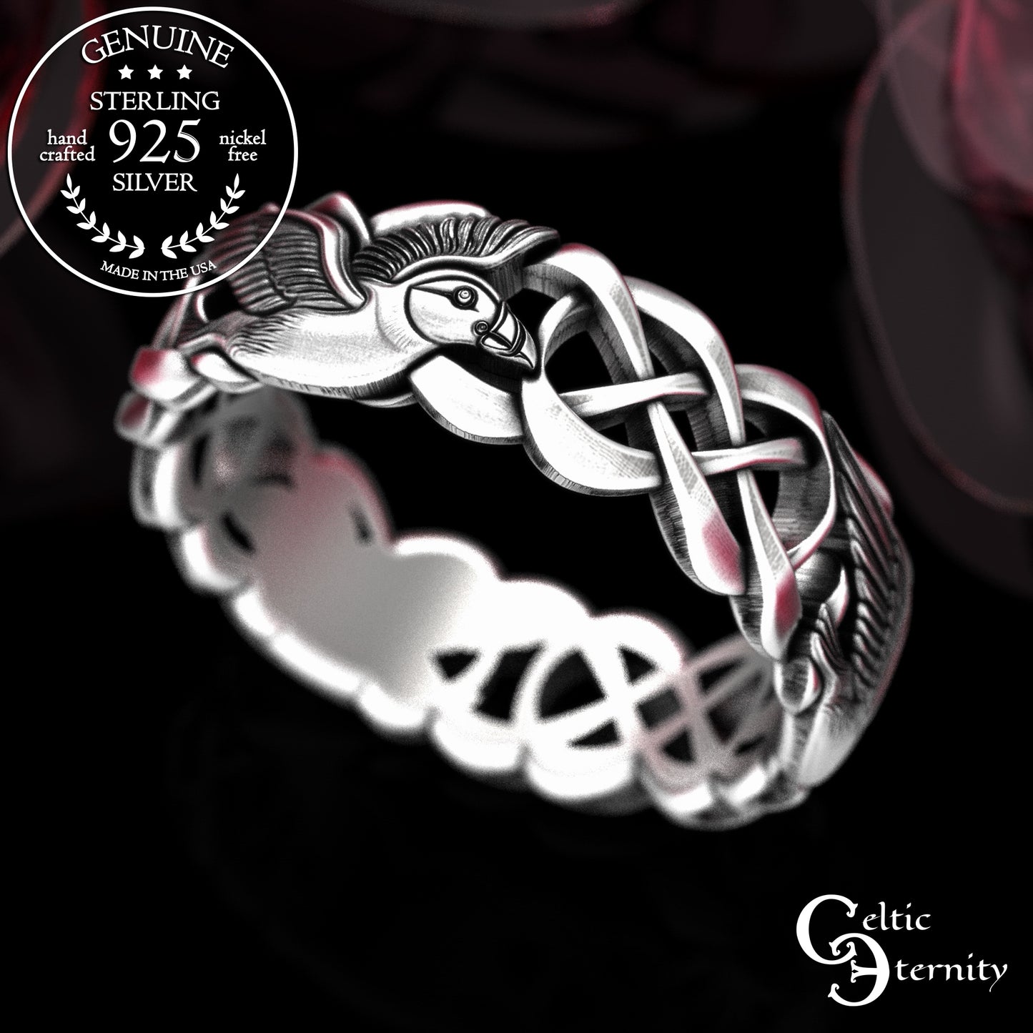 Women's Sterling Silver Puffins Wedding Band, 2122