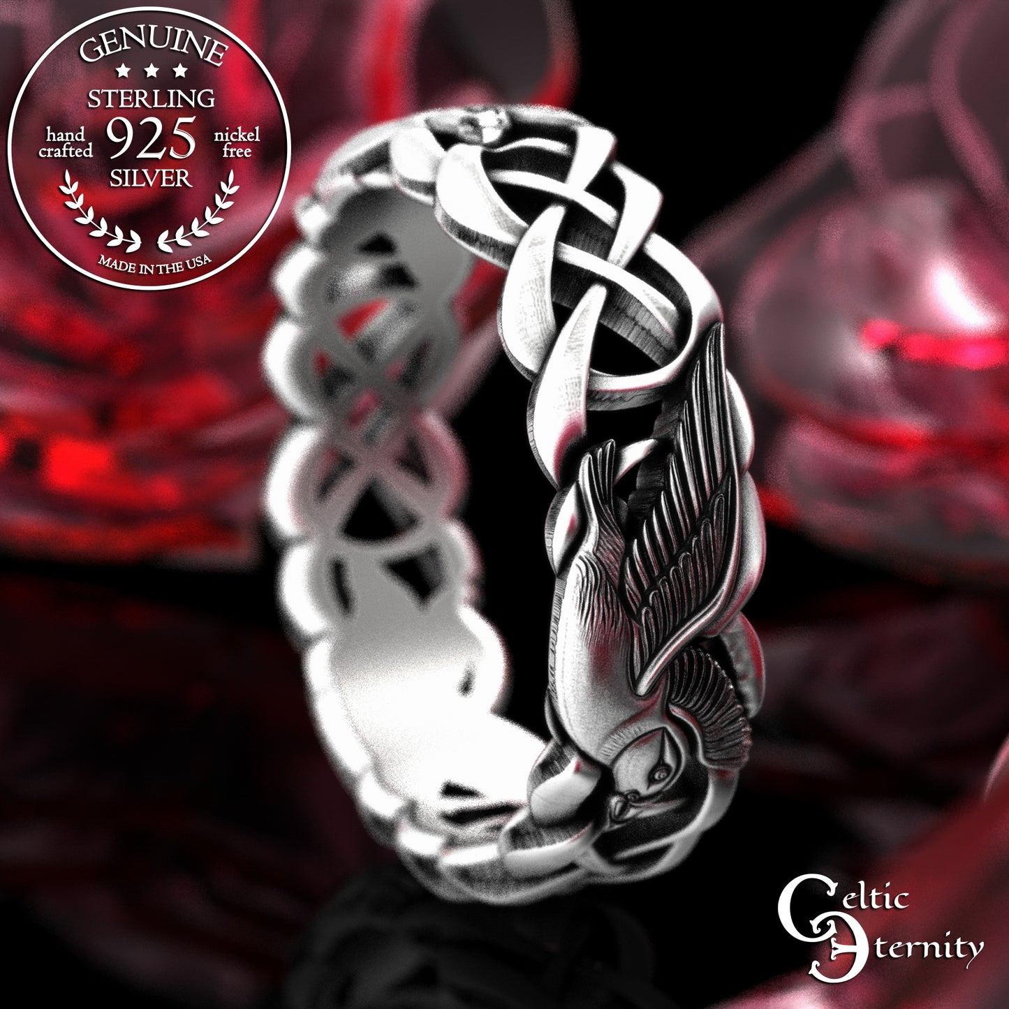 Women's Sterling Silver Puffins Wedding Band, 2122