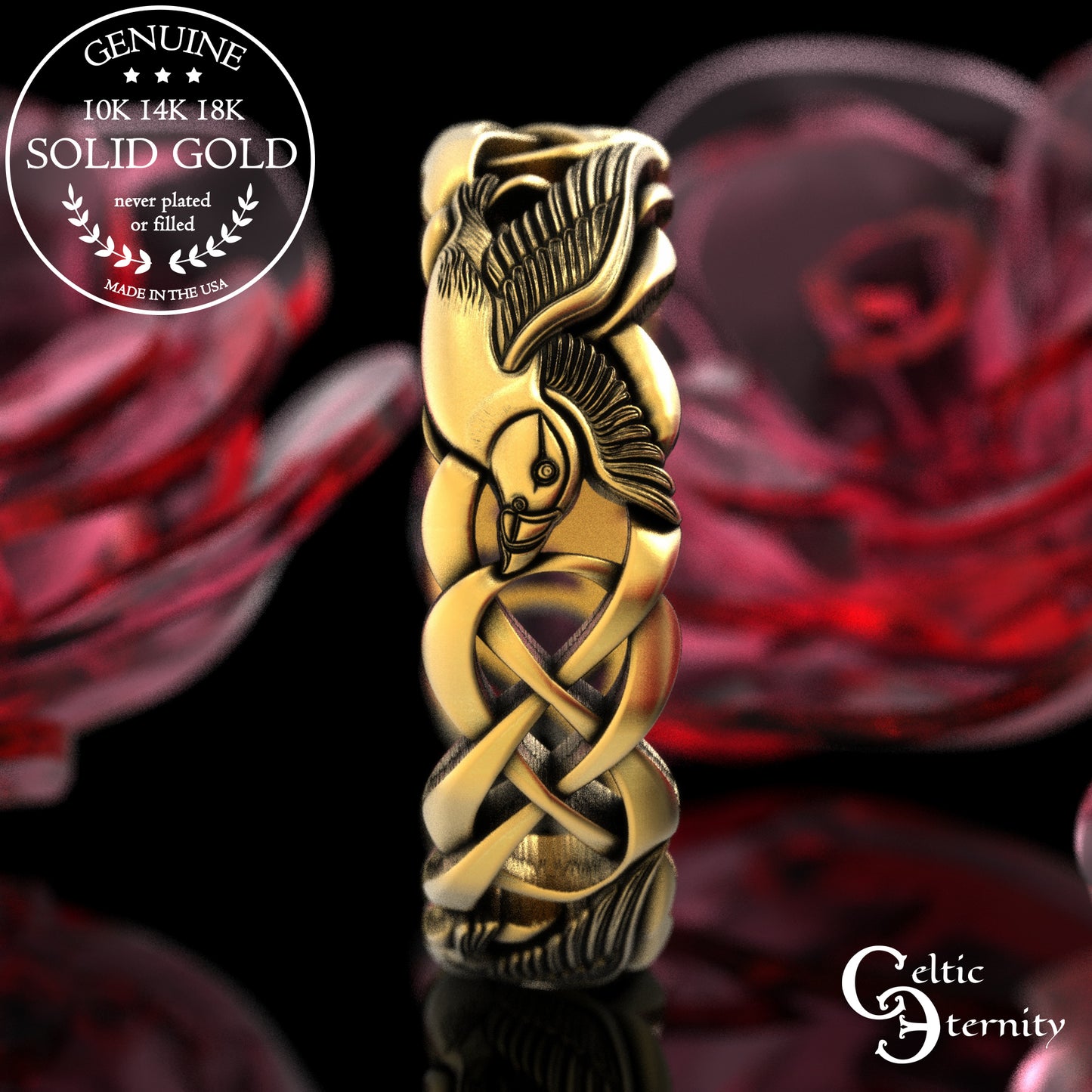 Women's Gold or Platinum Puffin Wedding Band, 2122