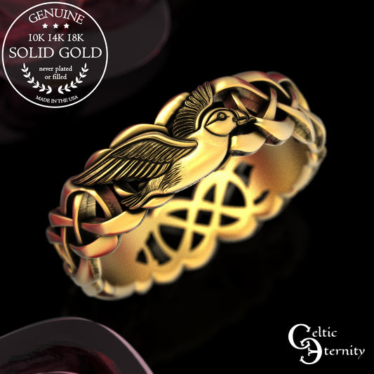 Women's Gold or Platinum Puffin Wedding Band, 2122