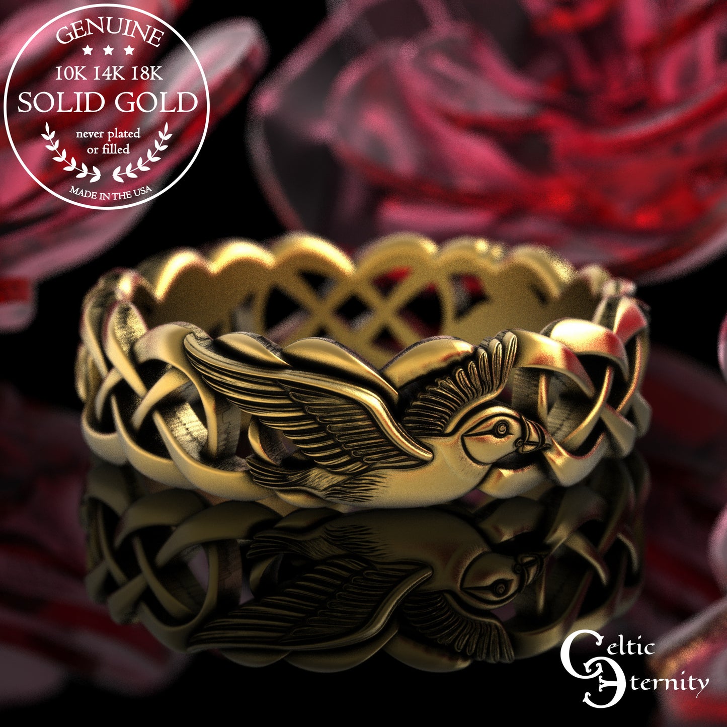Women's Gold or Platinum Puffin Wedding Band, 2122