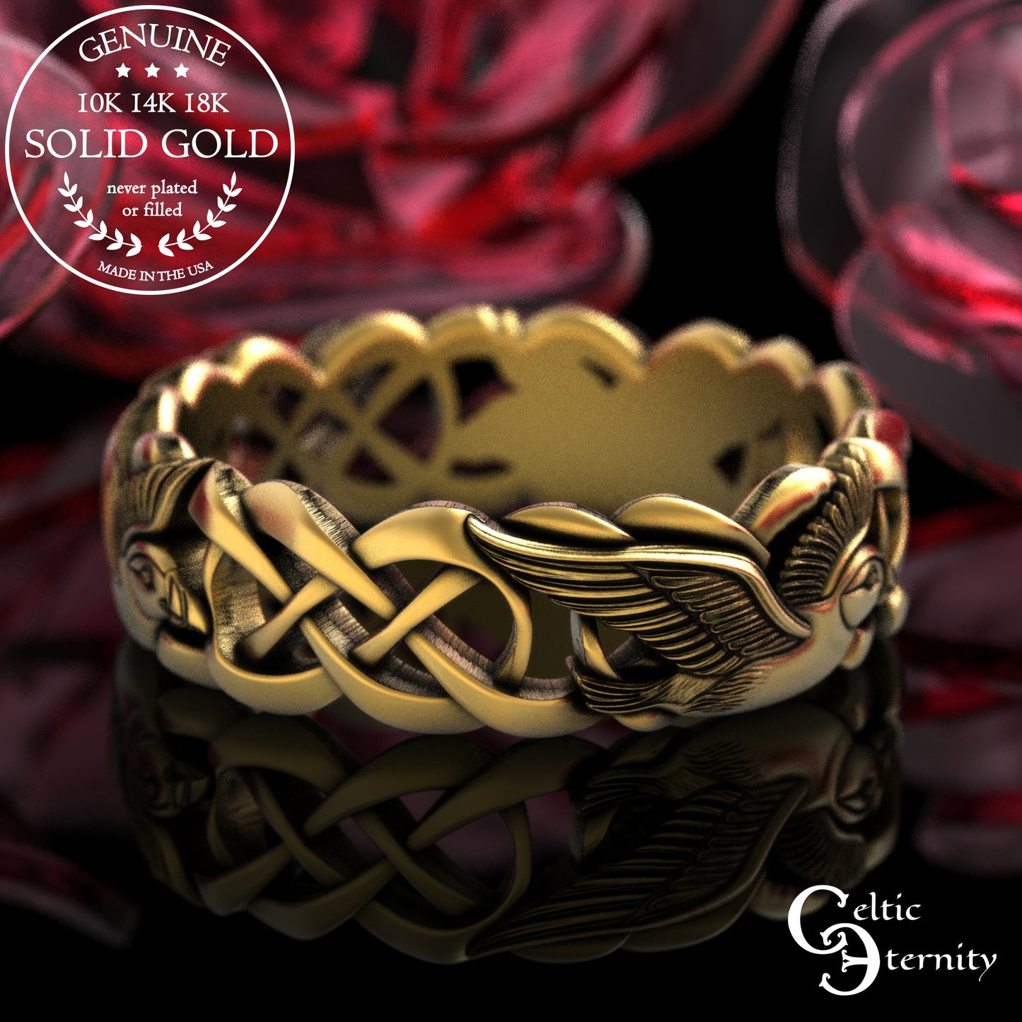 Women's Gold or Platinum Puffin Wedding Band, 2122
