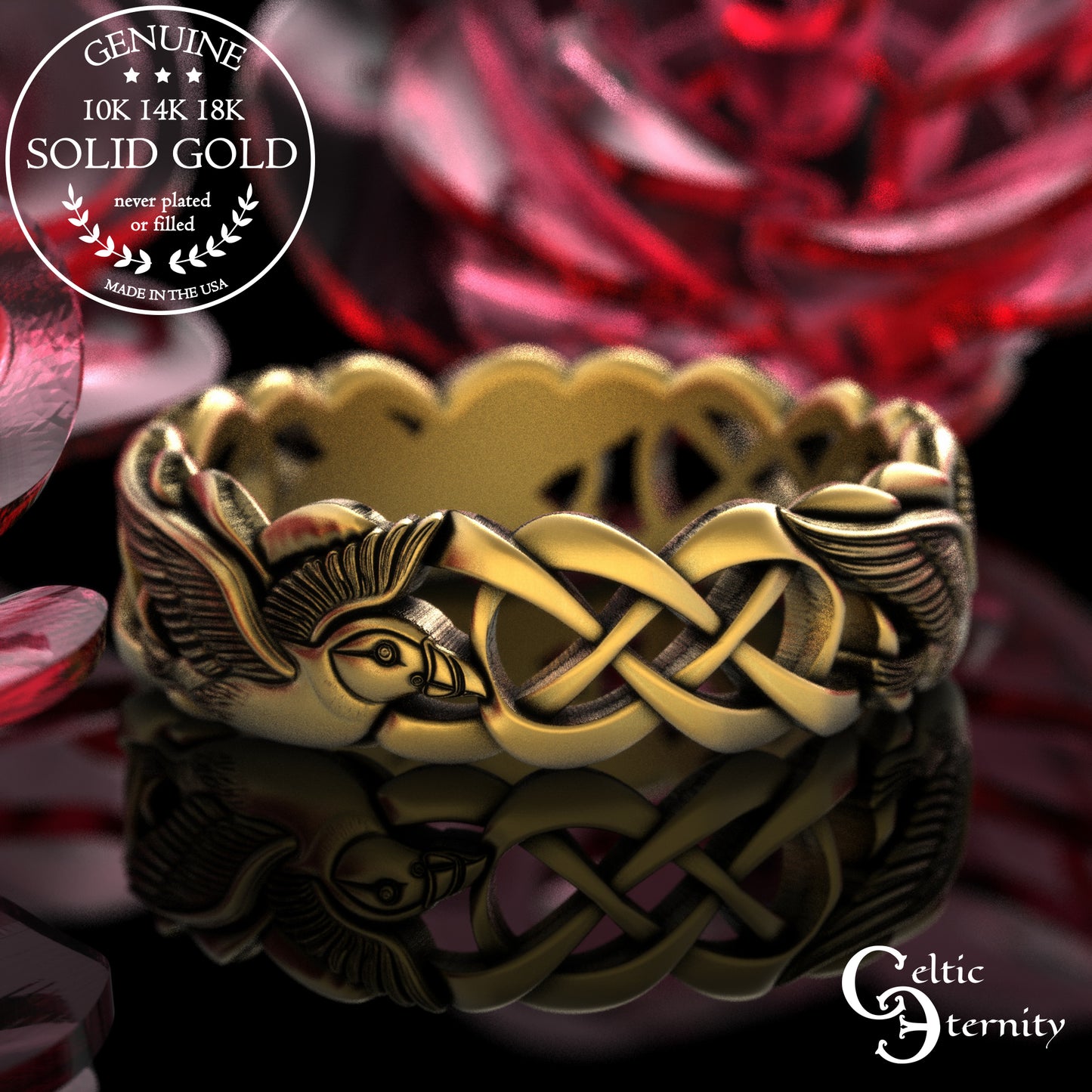 Women's Gold or Platinum Puffin Wedding Band, 2122