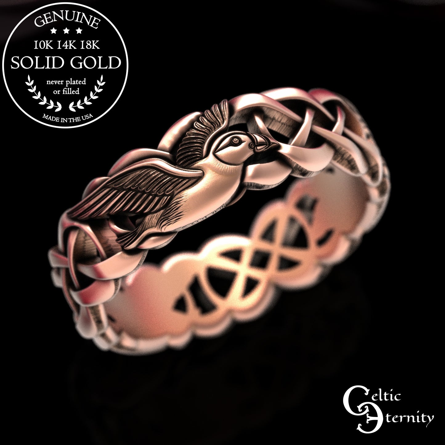 Women's Gold or Platinum Puffin Wedding Band, 2122