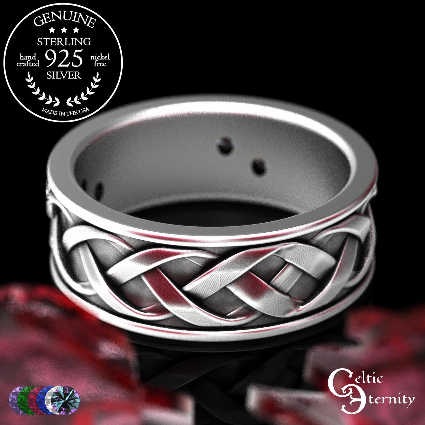 Sterling Men's Scottish Thistle Wedding Band with Amethyst, 2129