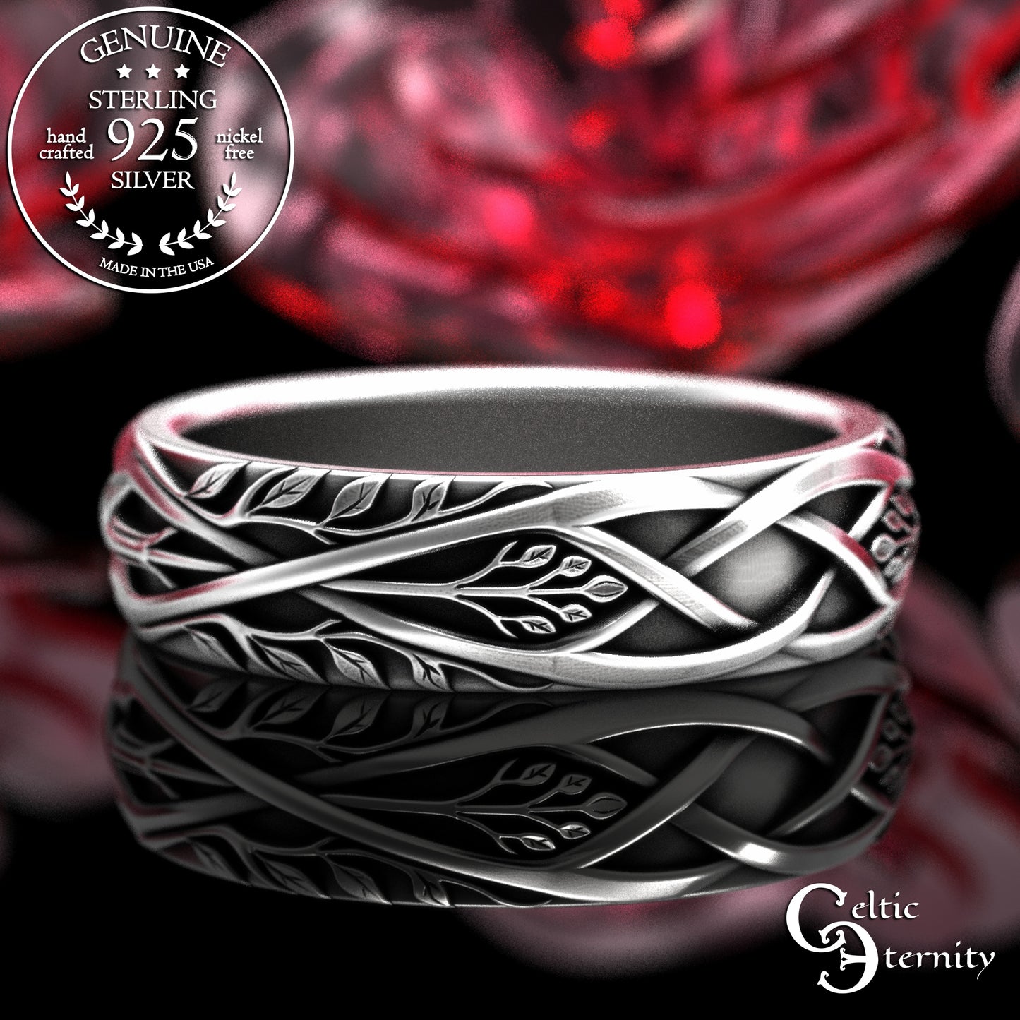 Sterling His & Hers Forest Ring Wedding Band Set, 2130 2131
