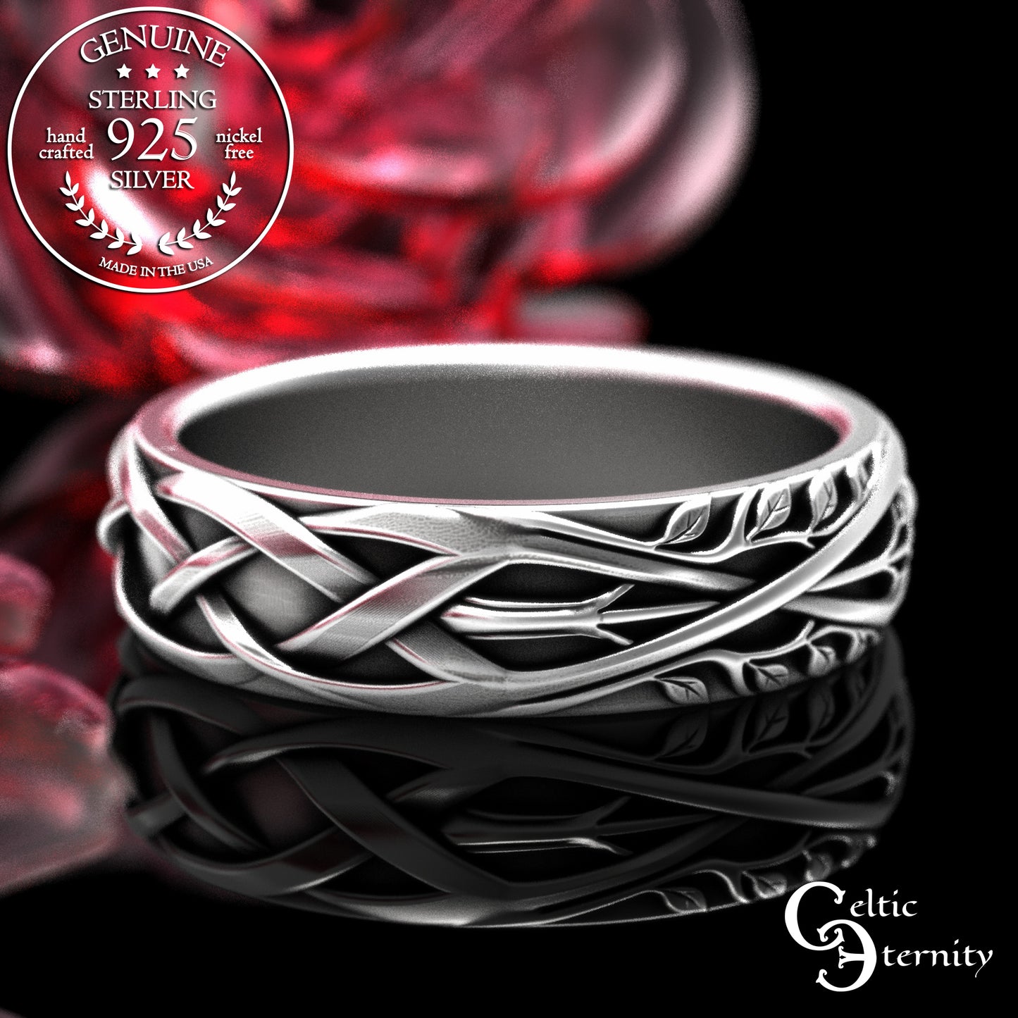 Sterling His & Hers Forest Ring Wedding Band Set, 2130 2131