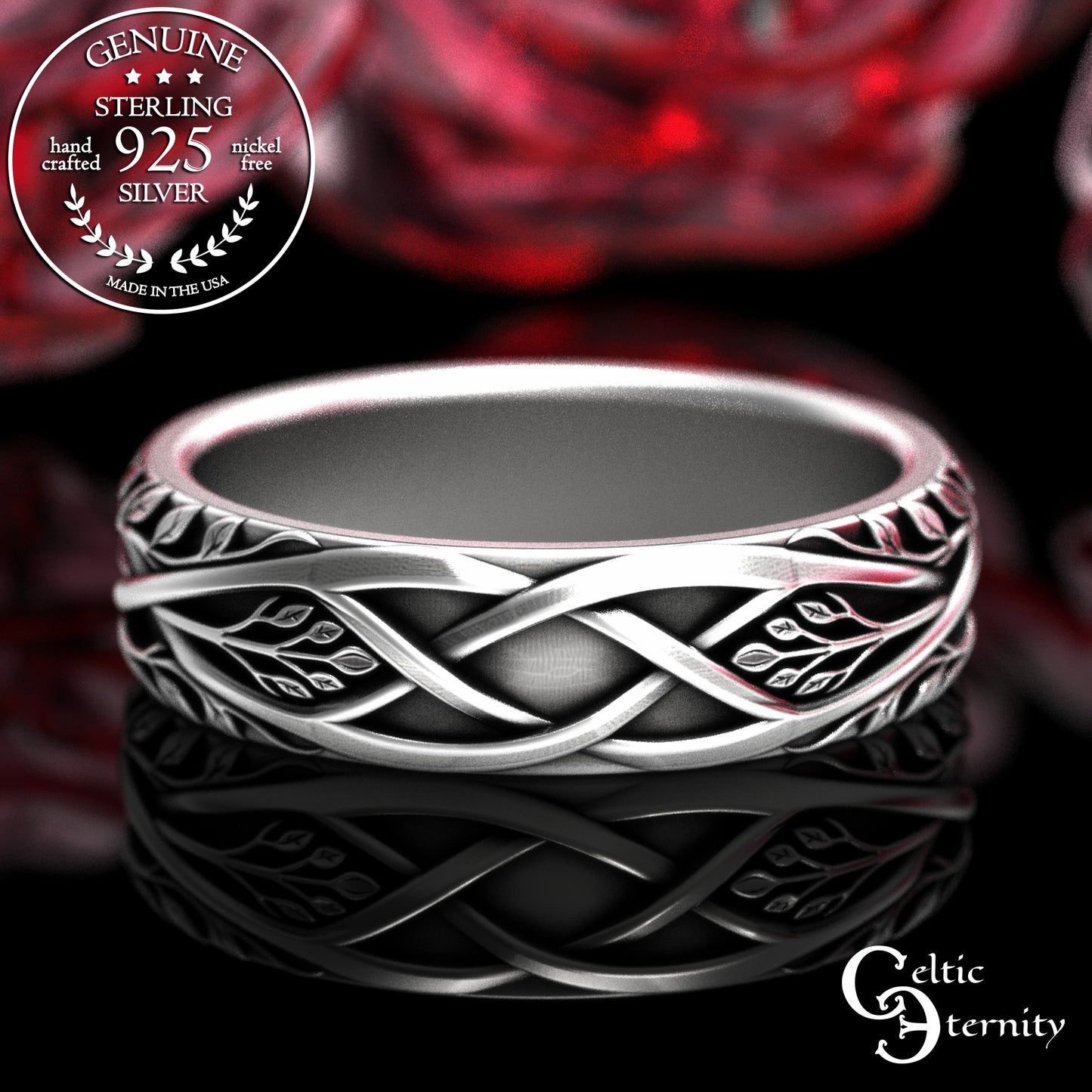 Sterling His & Hers Forest Ring Wedding Band Set, 2130 2131