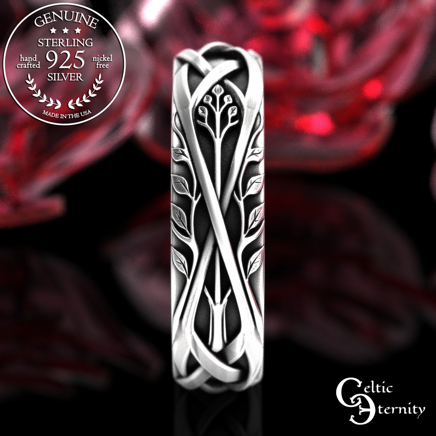 Sterling Irish Bride Forest Wedding Band, 2130