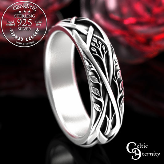 Sterling Irish Bride Forest Wedding Band, 2130