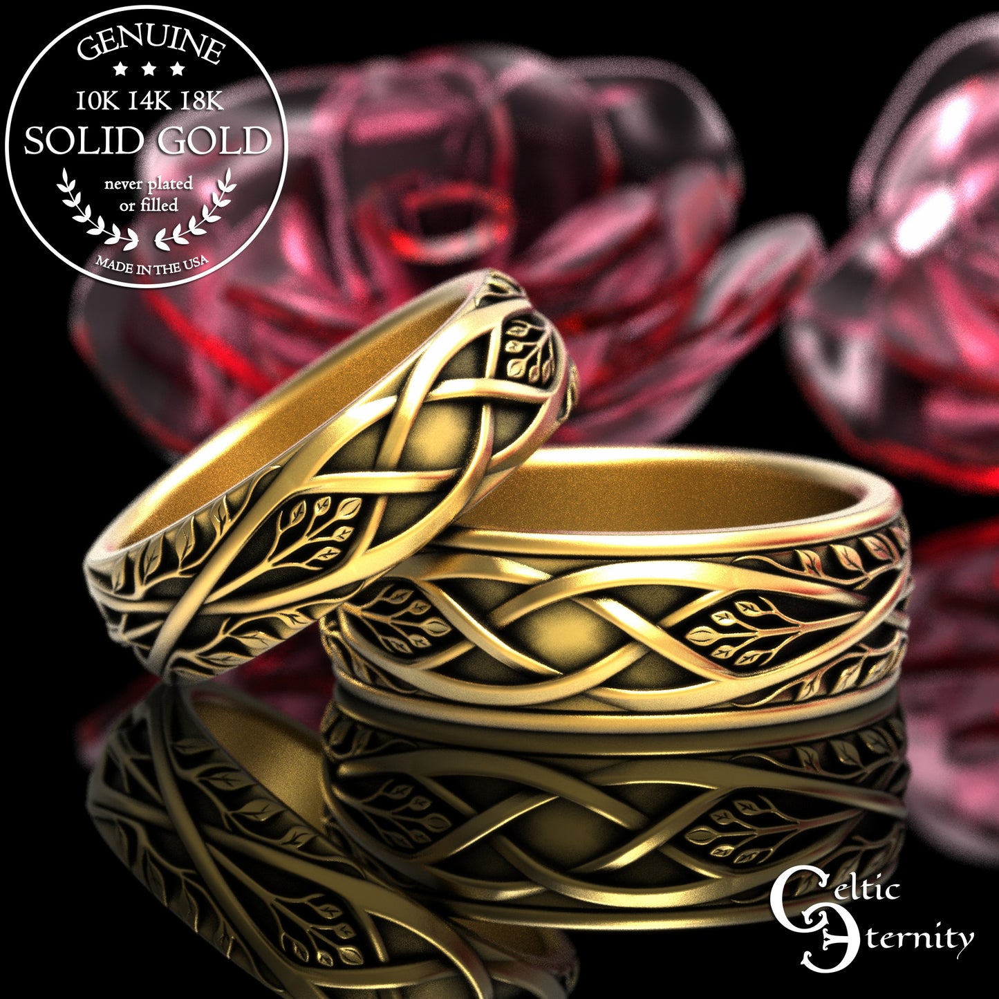 Sterling His & Hers Forest Ring Wedding Band Set, 2130 2131