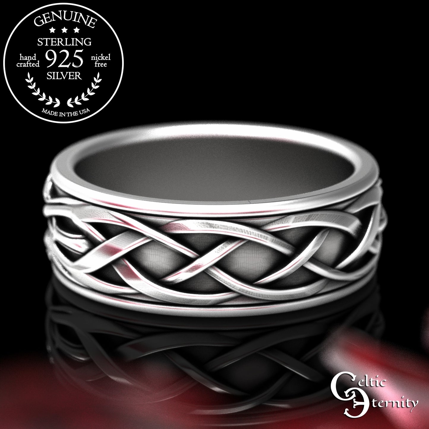 Sterling Silver Men's Celtic Tree Wedding Band, 2131