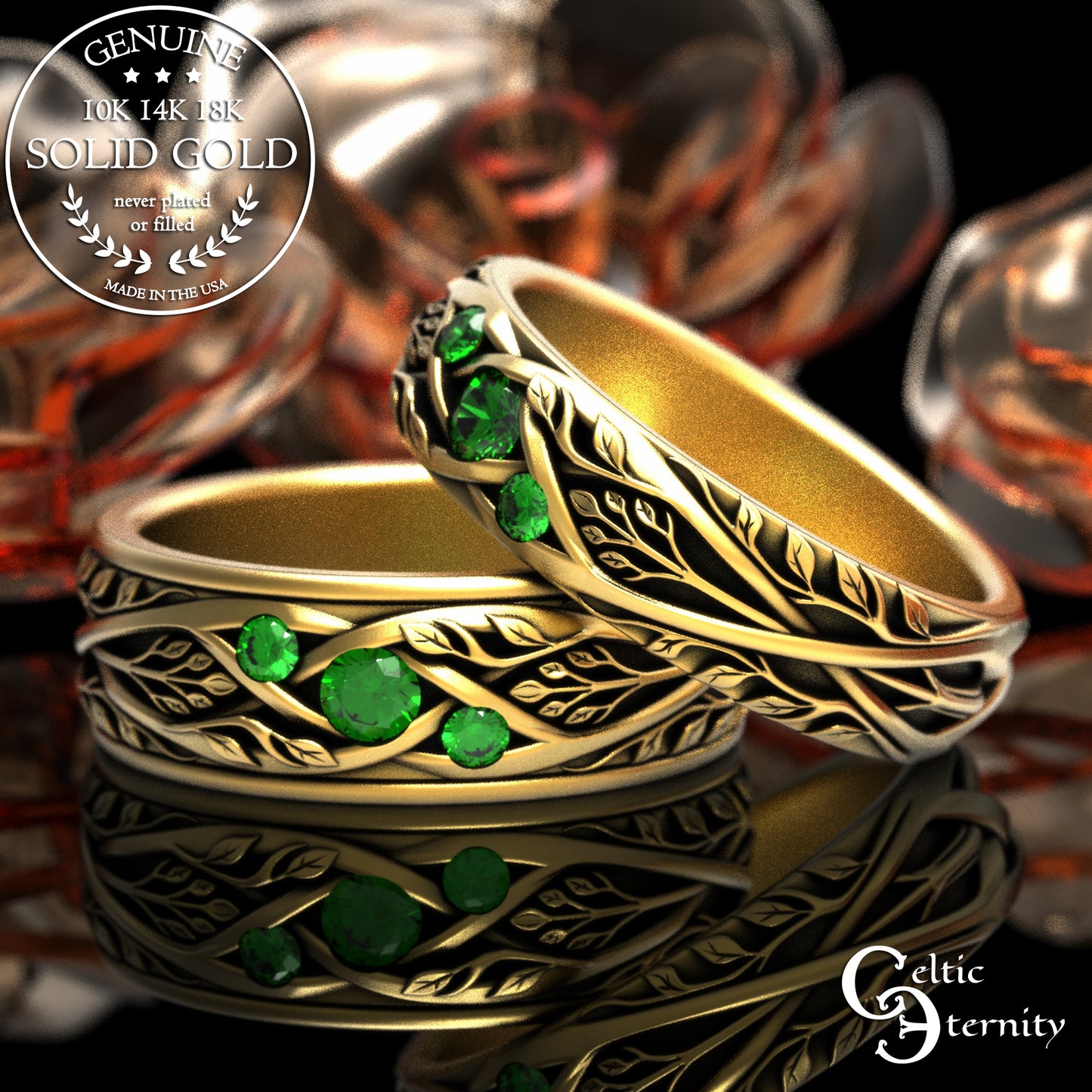 Sterling Men's Celtic Tree Branches Wedding Band, 2133