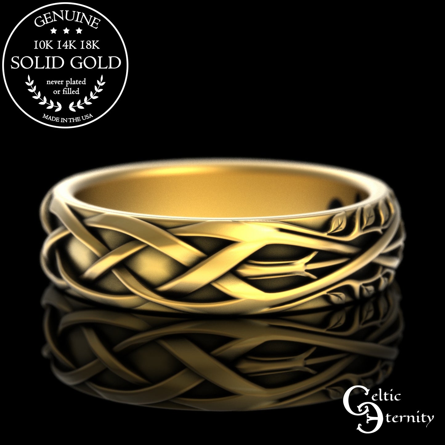 Gold & Sapphire Woman's Botanical Wedding Band, 2132