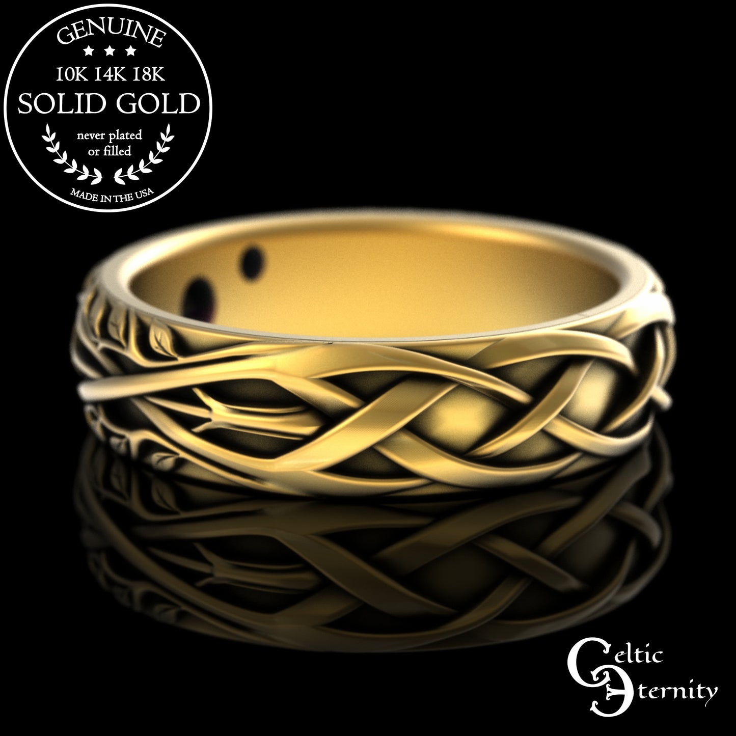 Gold & Sapphire Woman's Botanical Wedding Band, 2132
