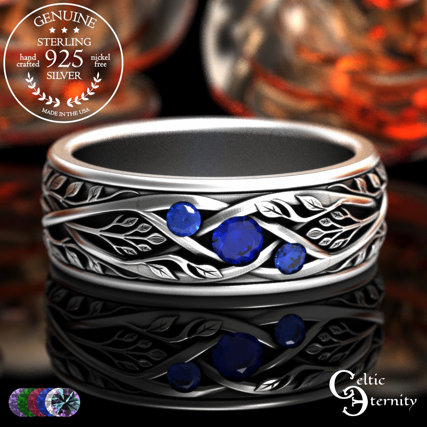 Sterling Men's Celtic Tree Branches Wedding Band, 2133