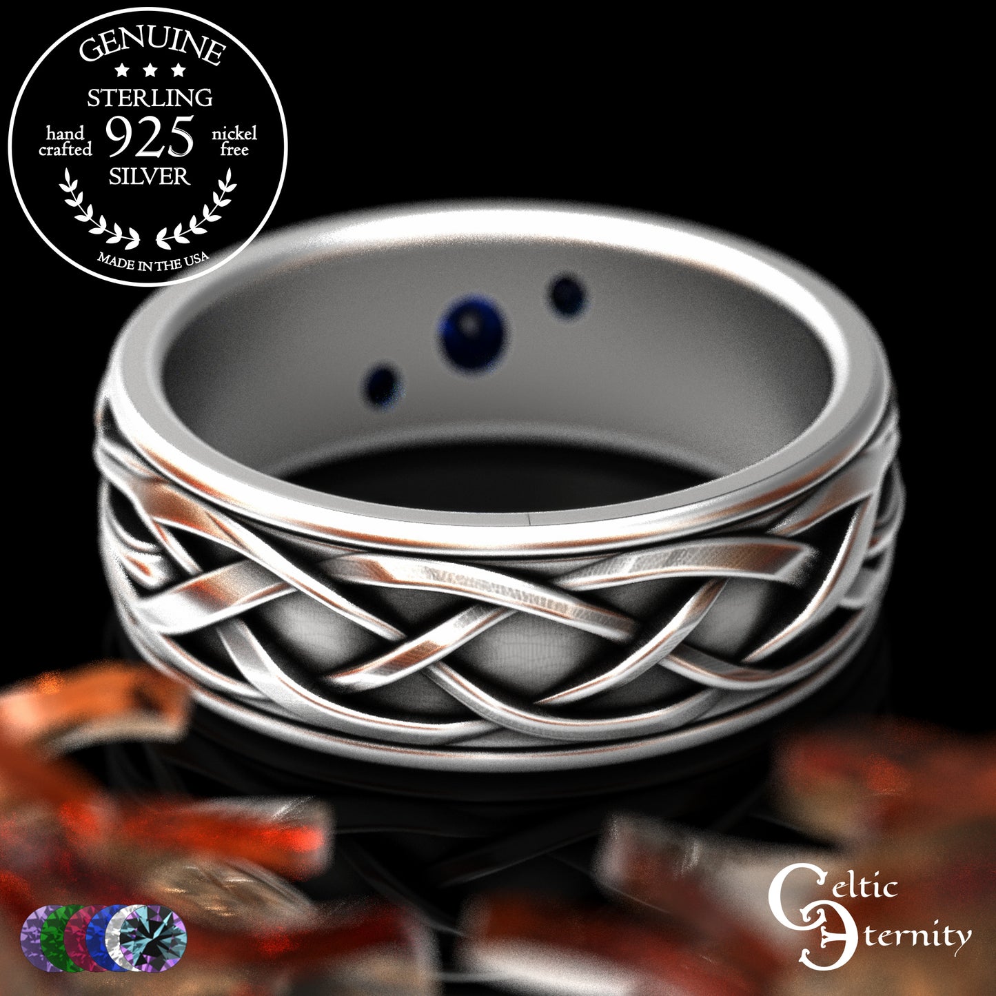 Sterling Men's Celtic Tree Branches Wedding Band, 2133