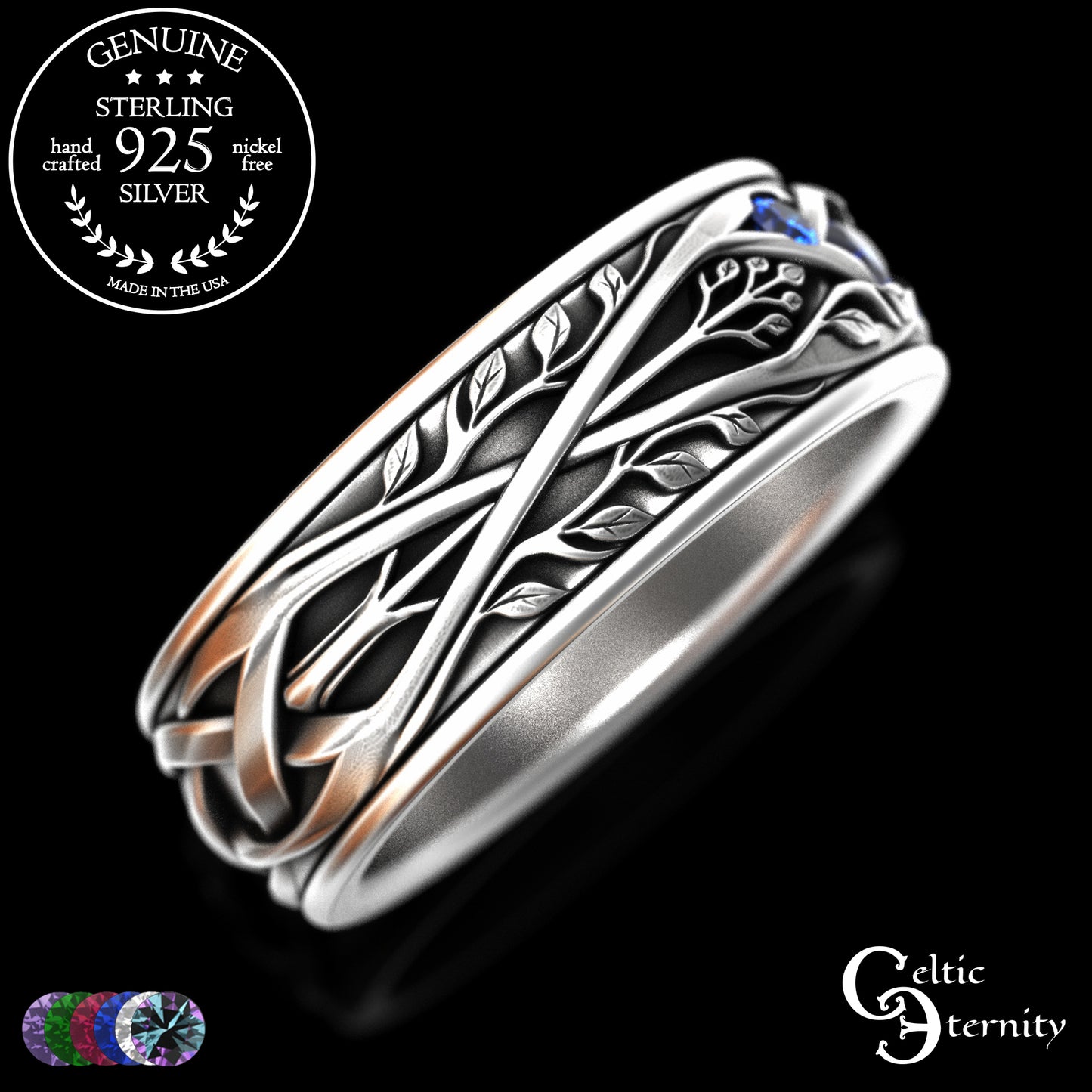 Sterling Men's Celtic Tree Branches Wedding Band, 2133