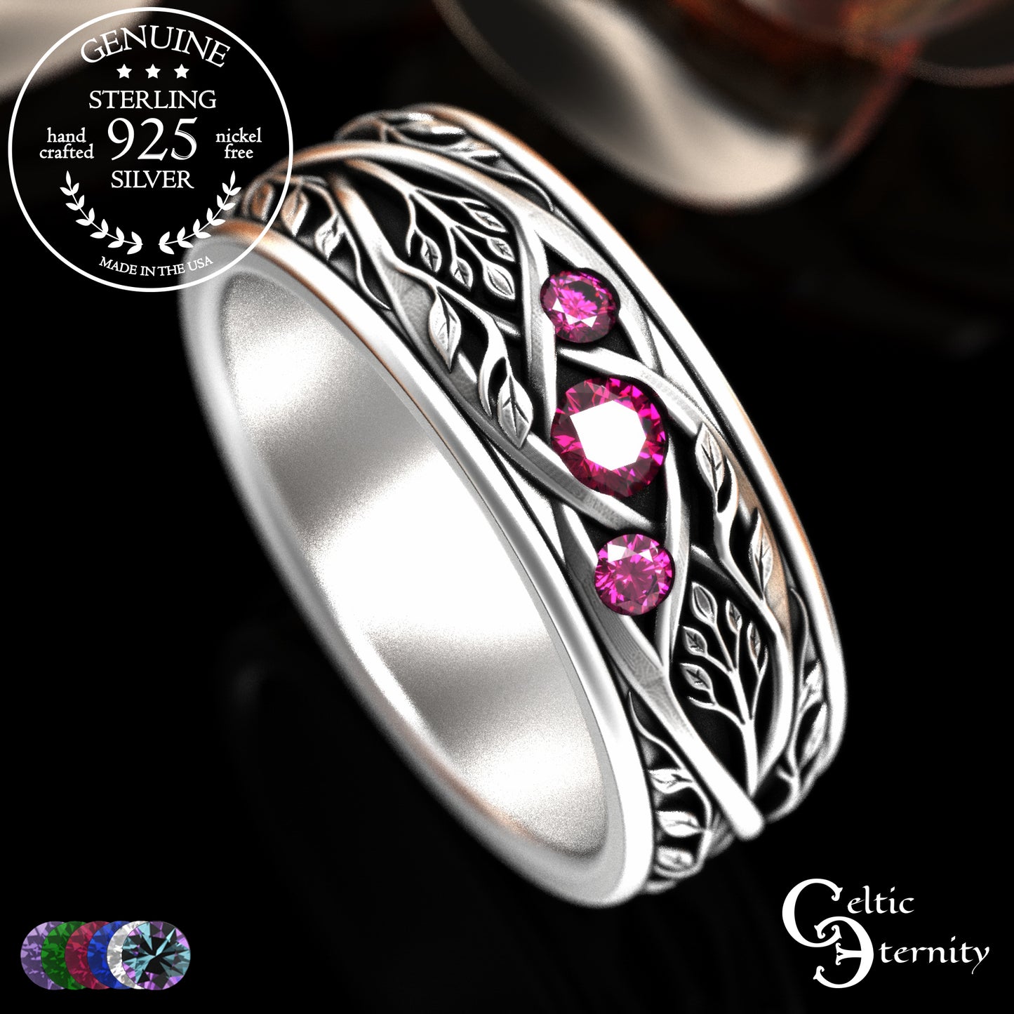 Sterling Men's Celtic Tree Branches Wedding Band, 2133