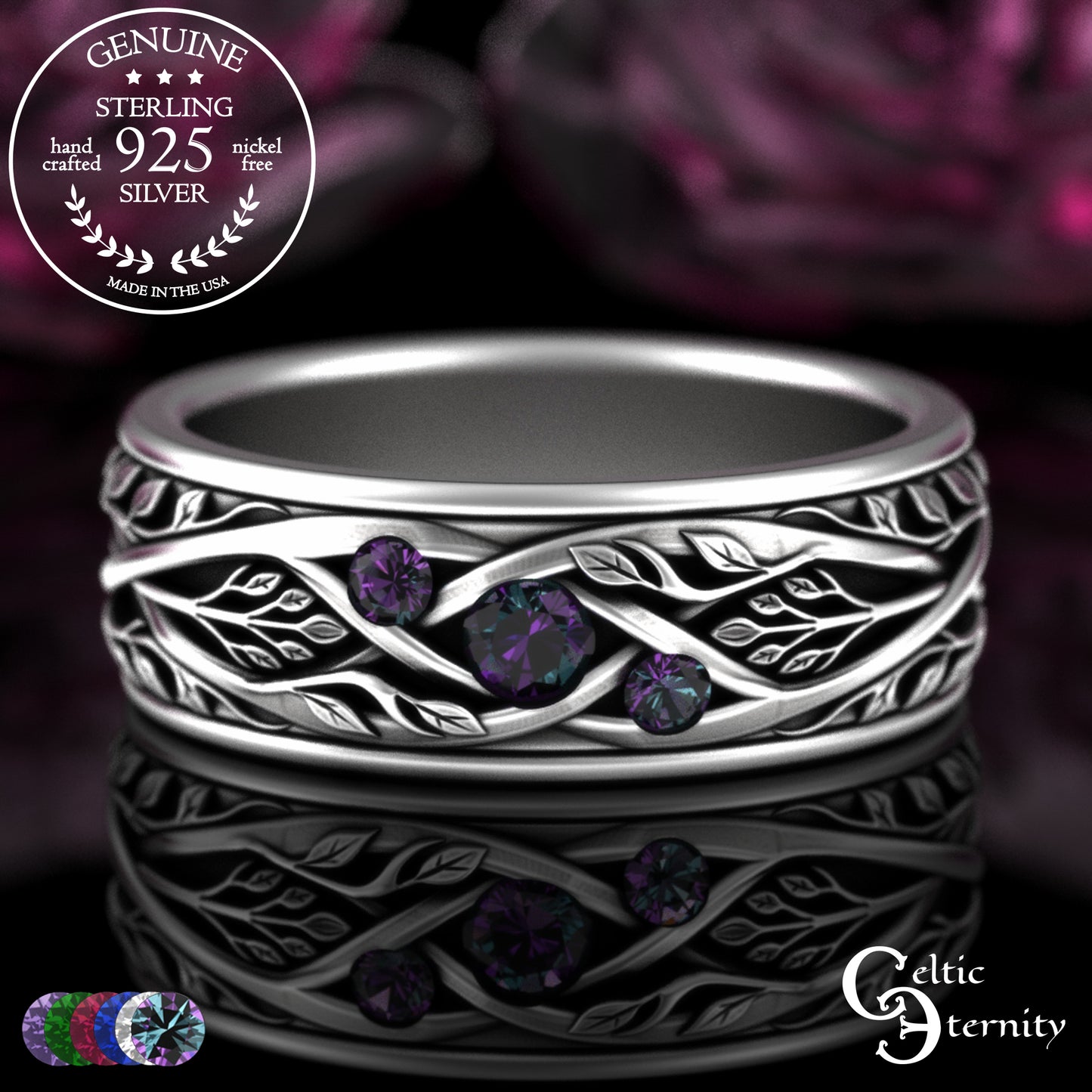 Sterling Men's Celtic Tree Branches Wedding Band, 2133