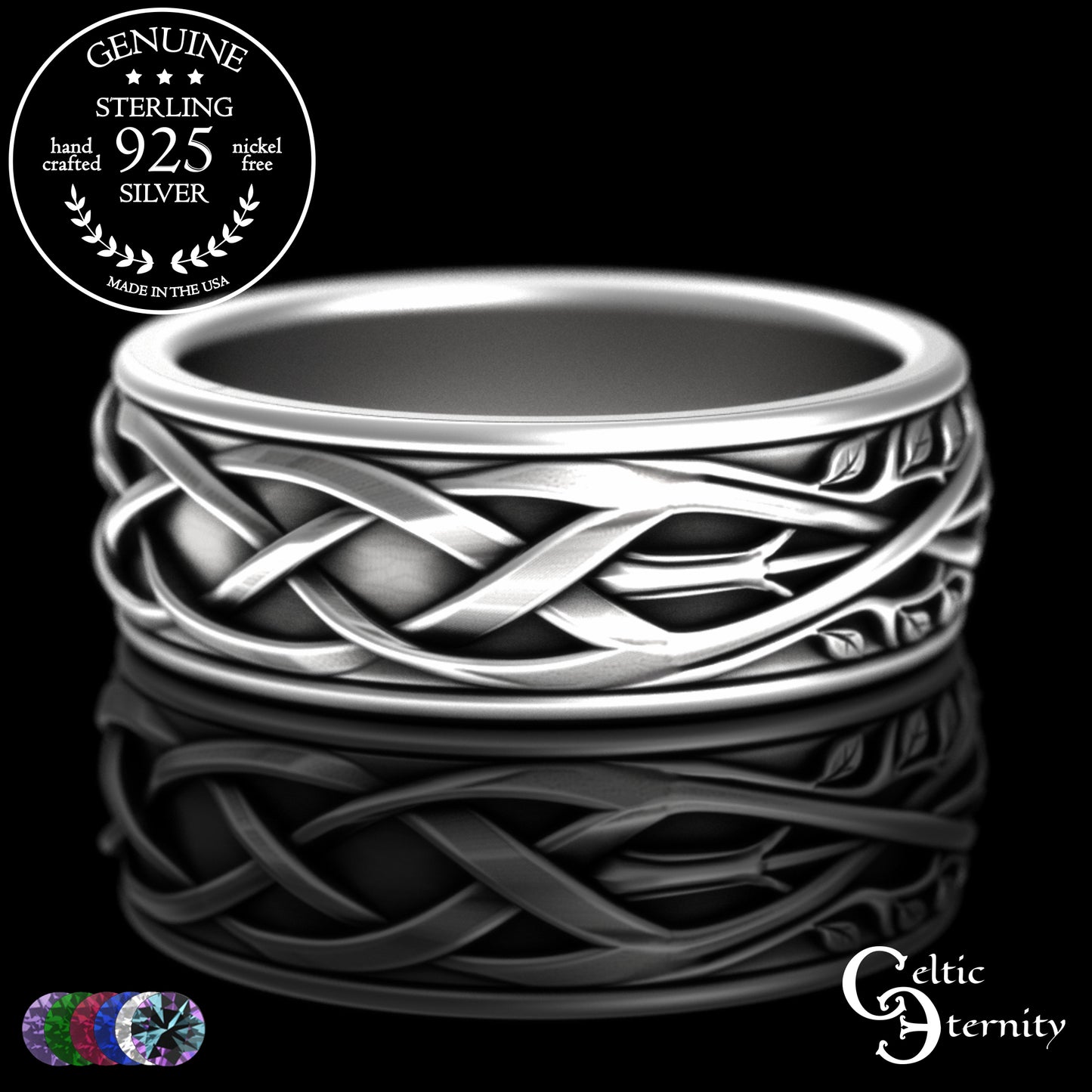 Sterling Men's Celtic Tree Branches Wedding Band, 2133