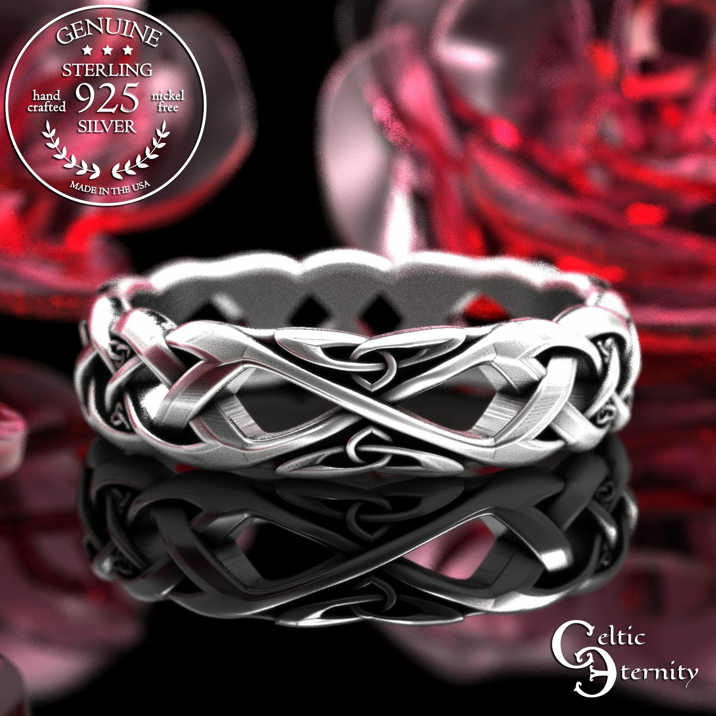 Sterling Woman's Trinity Knot Irish Wedding Band, 2136