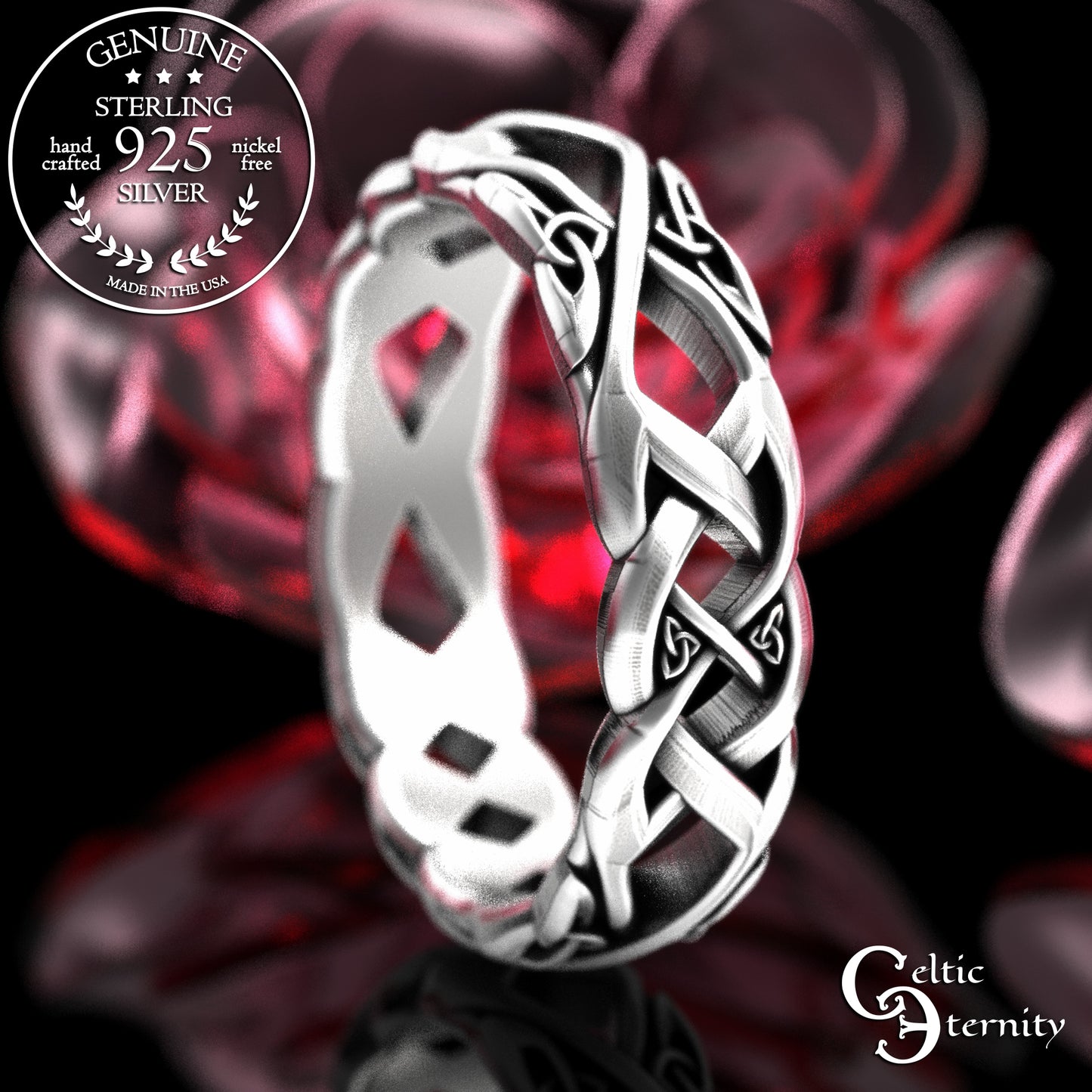 Sterling Woman's Trinity Knot Irish Wedding Band, 2136