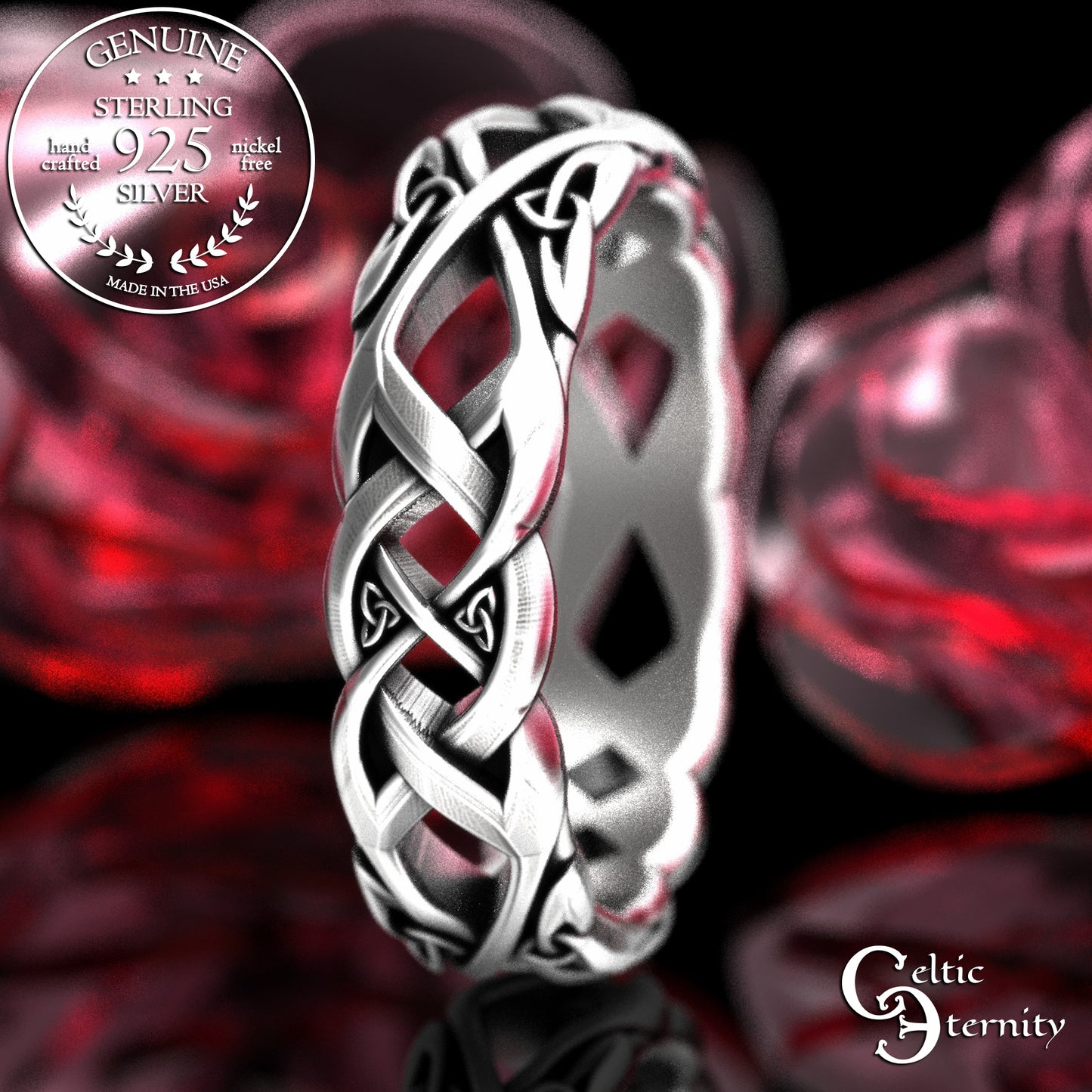 Sterling Woman's Trinity Knot Irish Wedding Band, 2136