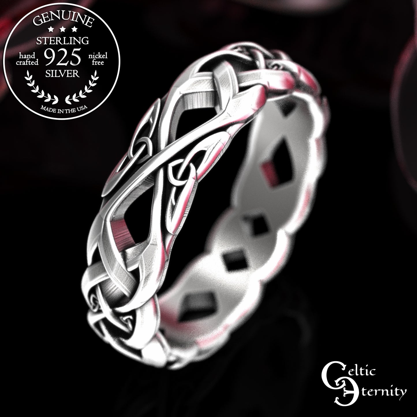 Sterling Woman's Trinity Knot Irish Wedding Band, 2136