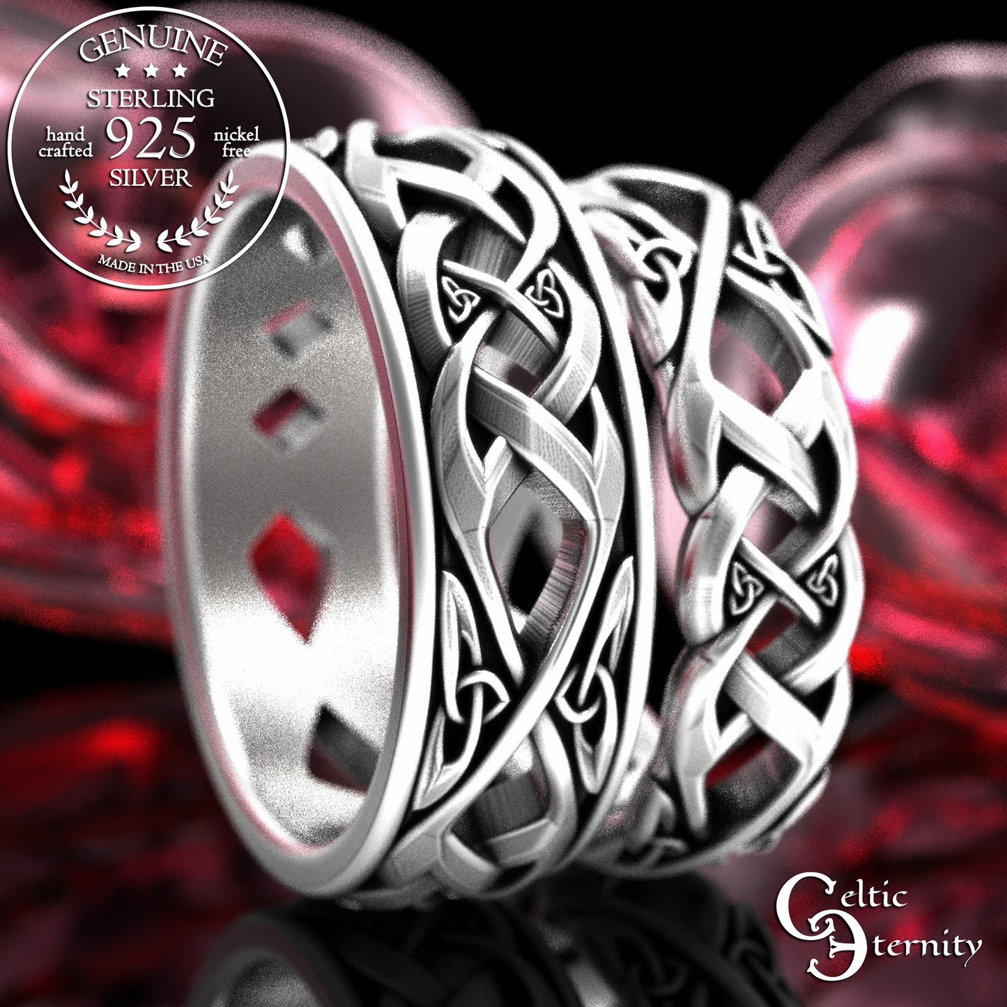 Matching Sterling Irish Trinity Weave Wedding Band Set, 2136 2137