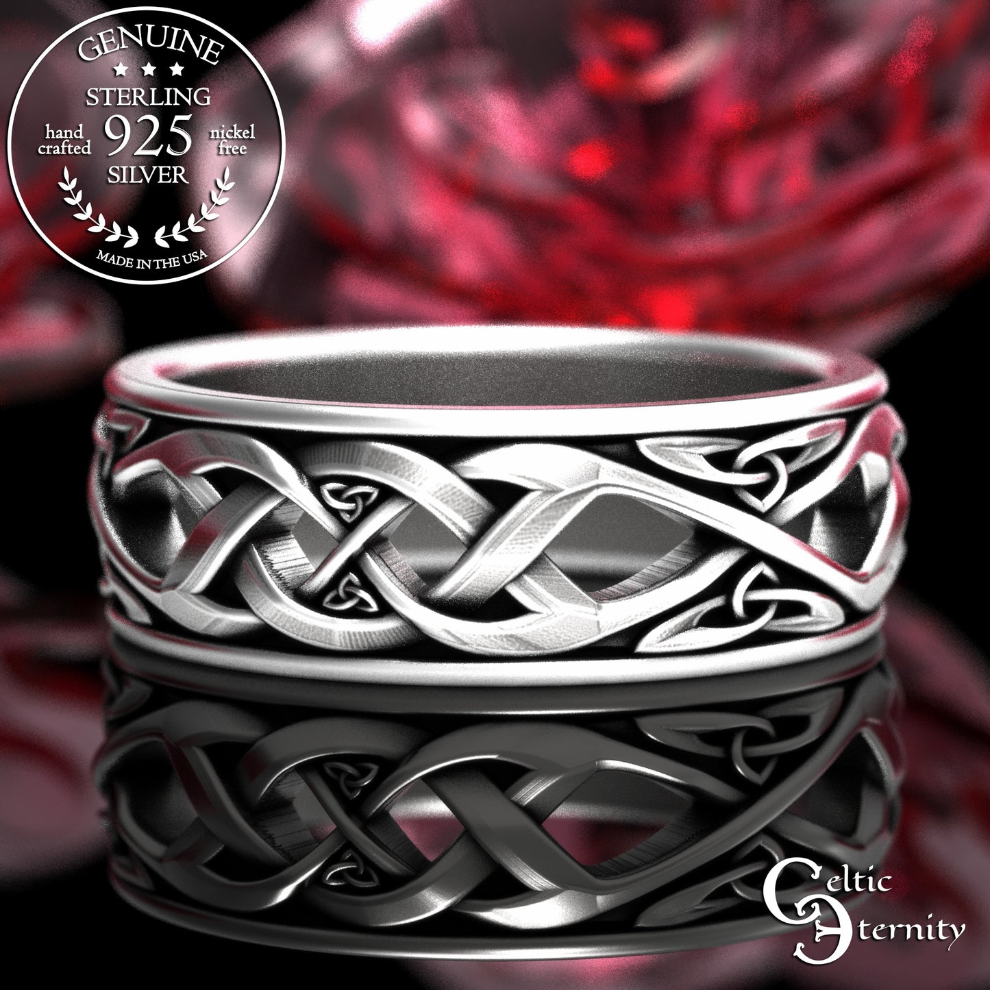 Matching Sterling Irish Trinity Weave Wedding Band Set, 2136 2137