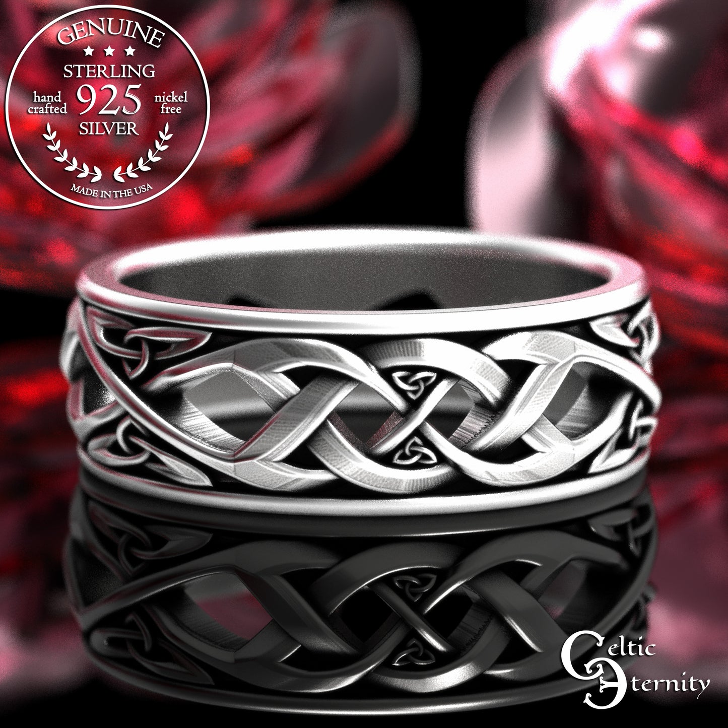 Sterling Men's Woven Irish Wedding Band, 2137