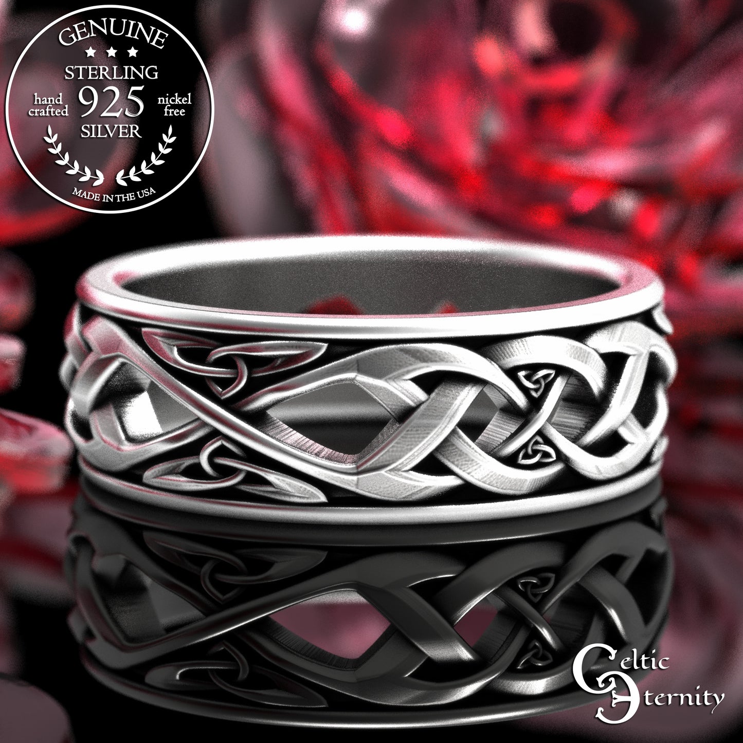 Sterling Men's Woven Irish Wedding Band, 2137