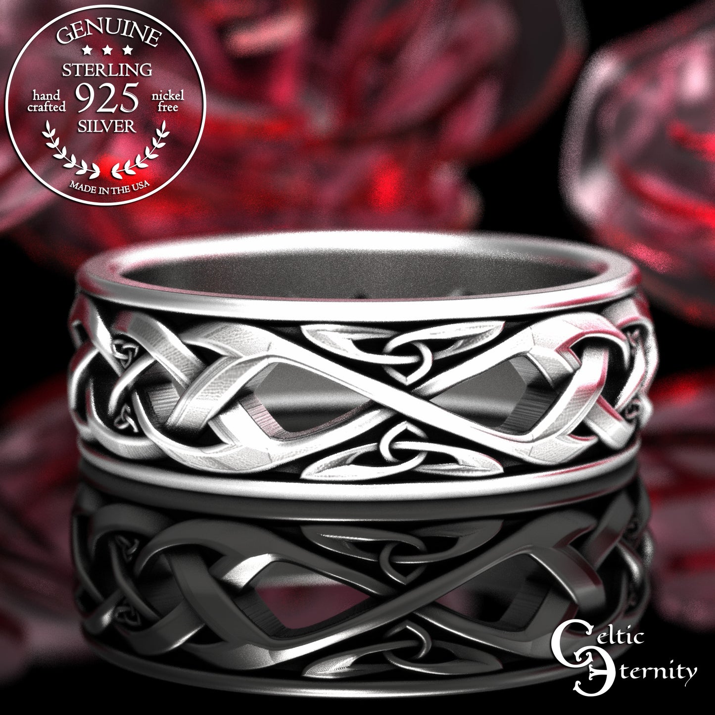 Matching Sterling Irish Trinity Weave Wedding Band Set, 2136 2137
