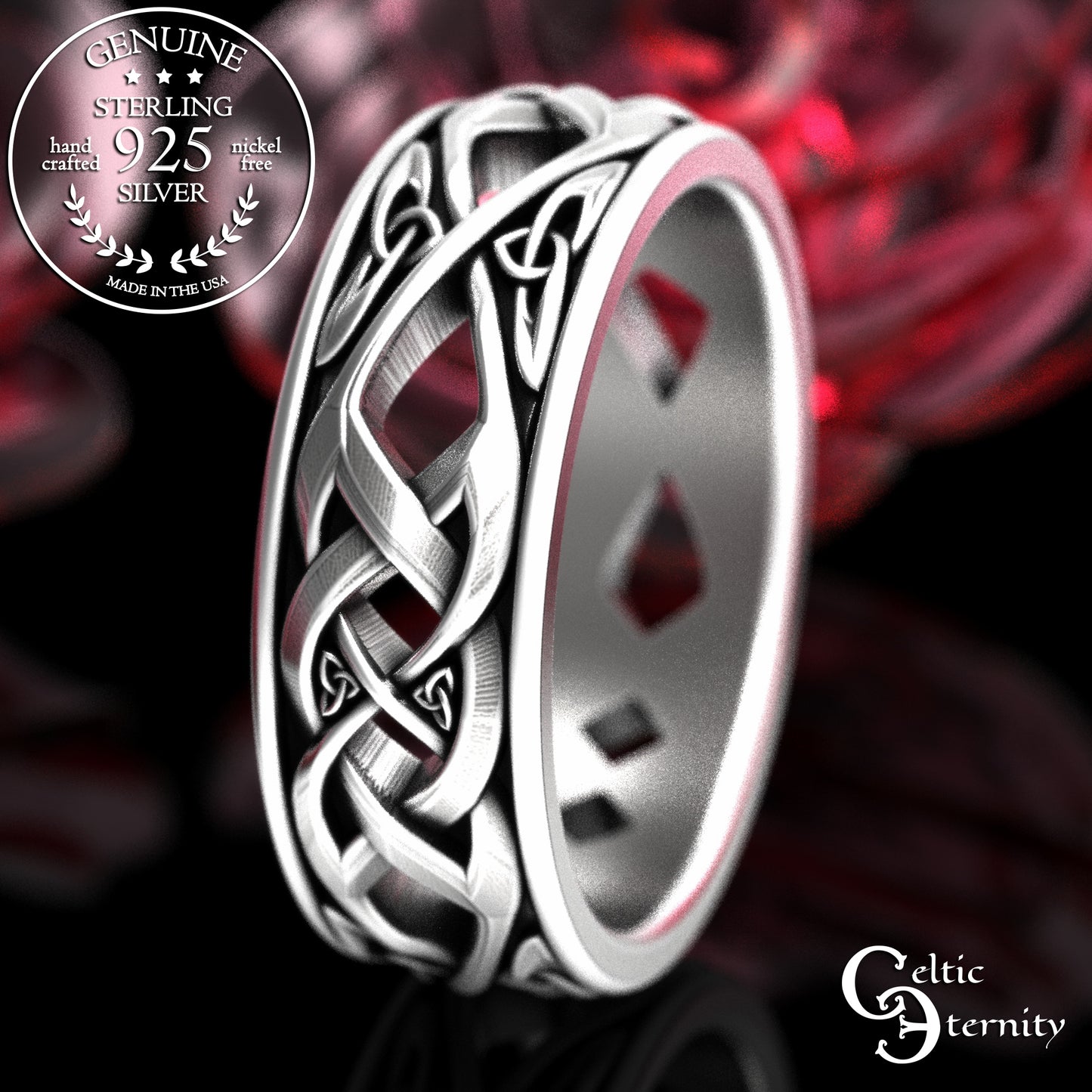 Sterling Men's Woven Irish Wedding Band, 2137