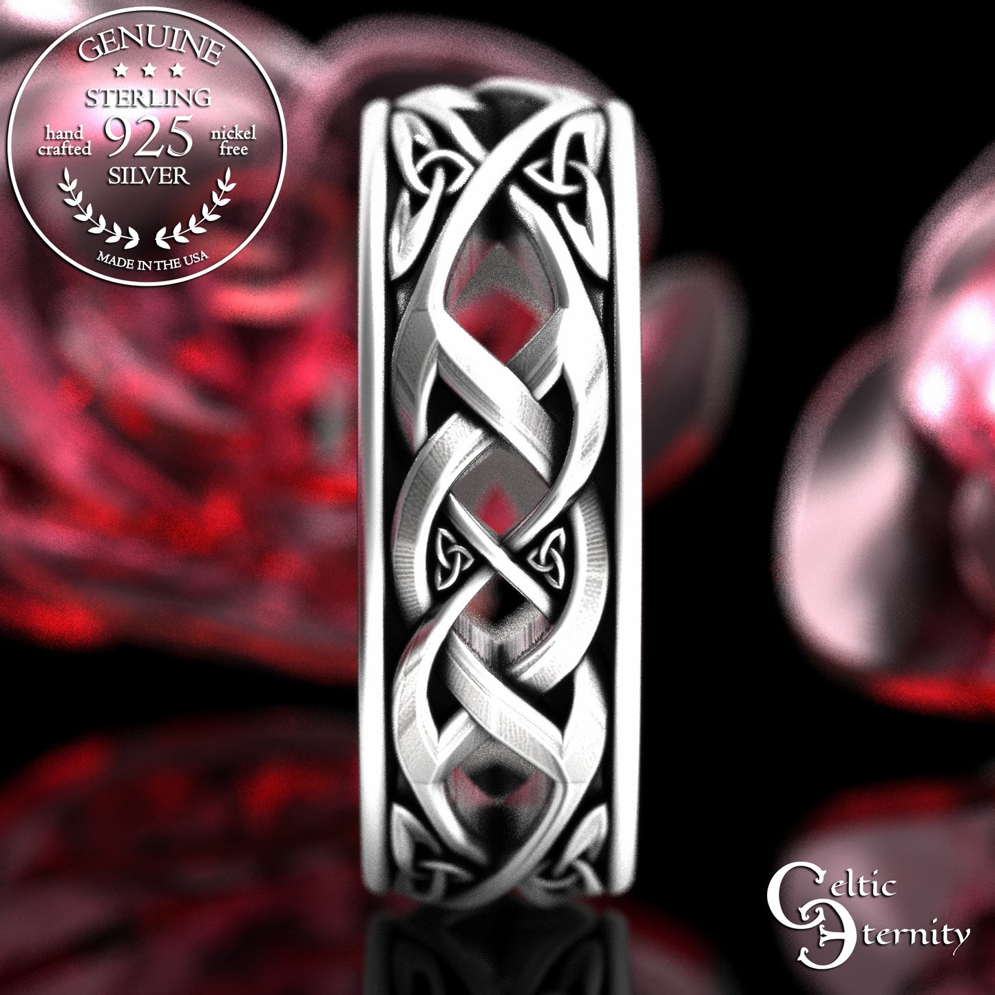 Sterling Men's Woven Irish Wedding Band, 2137