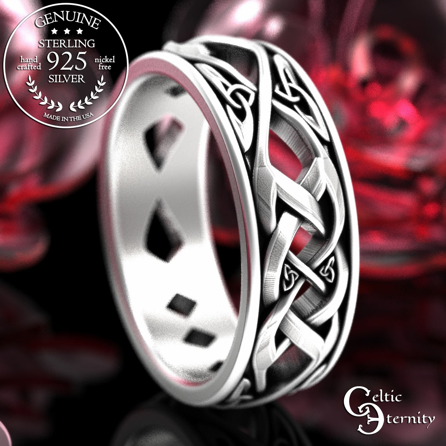 Sterling Men's Woven Irish Wedding Band, 2137